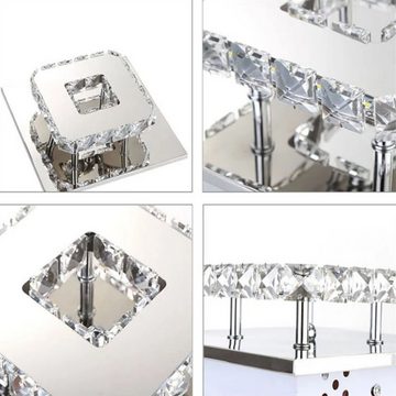 WILGOON LED Deckenleuchte Kristallleuchte, Moderne Mini Kristall Deckenlampe, 20x20x9cm, LED fest integriert, Tageslichtweiß, Finish Chrom Kristall Anhänger