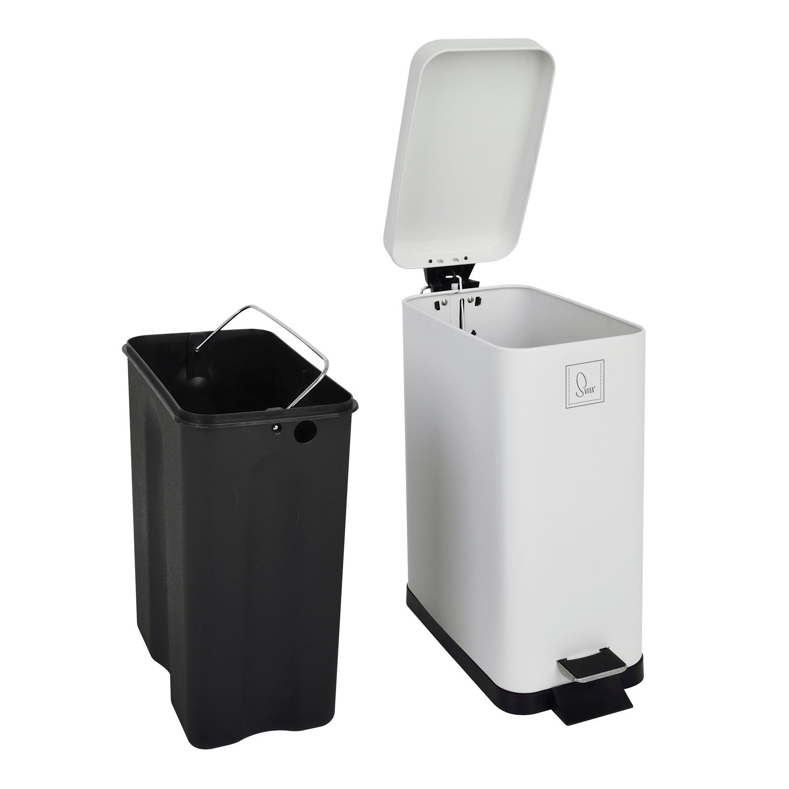 SVITA Mülleimer STM10, Treteimer, Softclose-Funktion, 18L, Pulverbeschichteter Stahl, Weiß