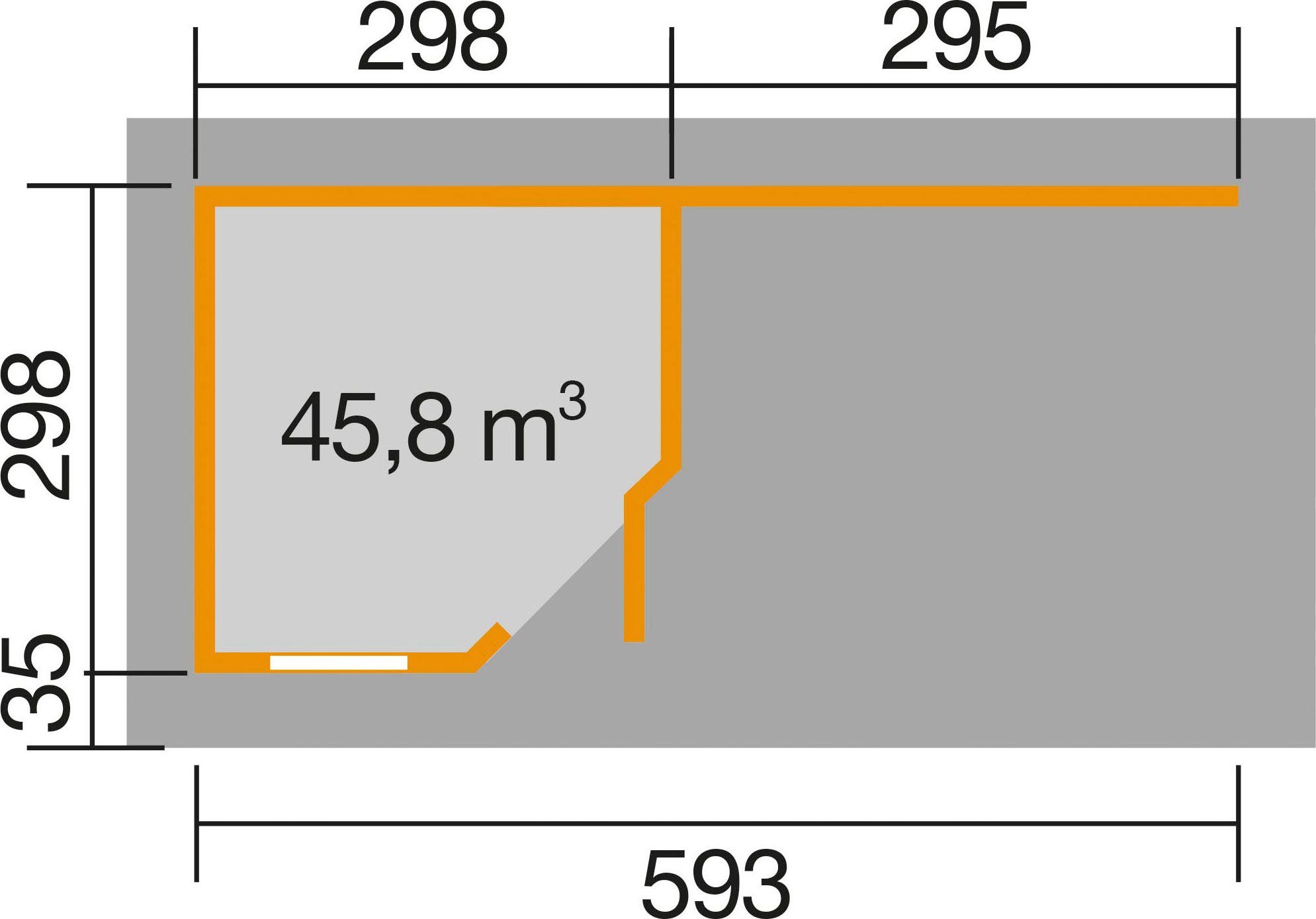 BxT: Anbaudach Designhaus mit weka Rückwand cm, (Set), 645x339 und Plus, 213 Gartenhaus