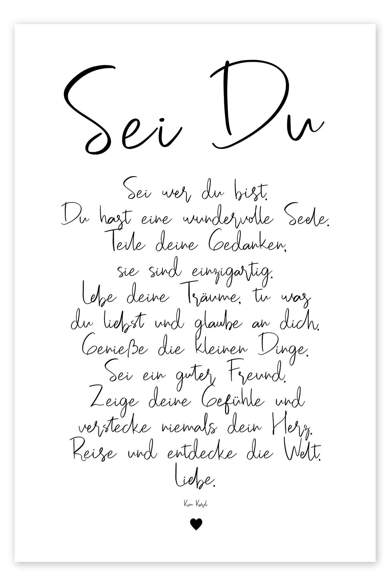 Posterlounge Poster Ohkimiko, Sei Du - ein Gedicht, Wohnzimmer Illustration