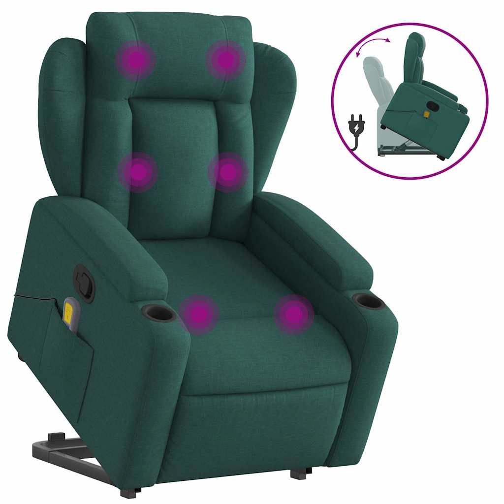 vidaXL Sessel Massagesessel mit Aufstehhilfe Dunkelgrün günstig online kaufen