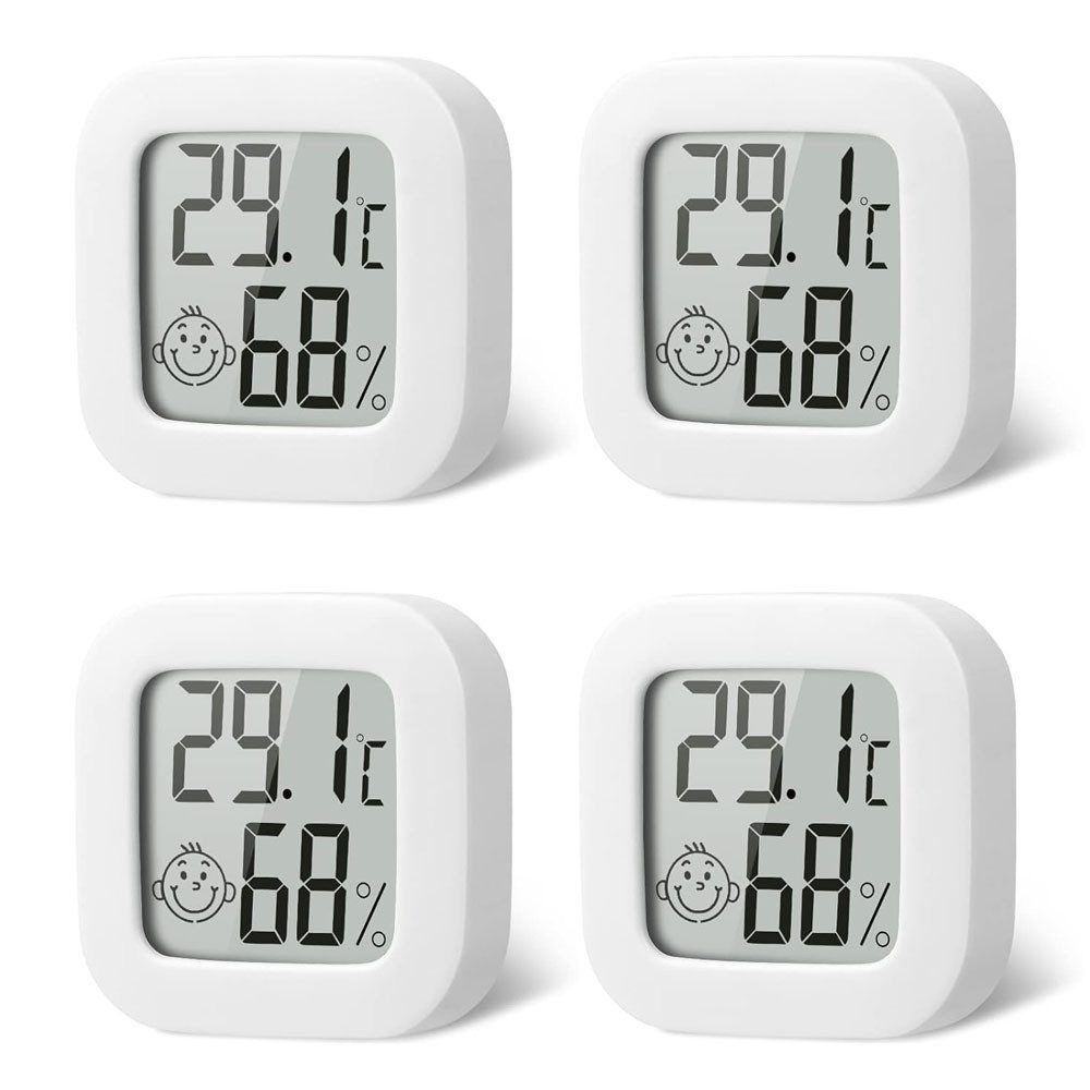 Raumthermometer 4 Stück hygrometer, luftfeuchtig keitsmessgerät mit Smiley-Indikator