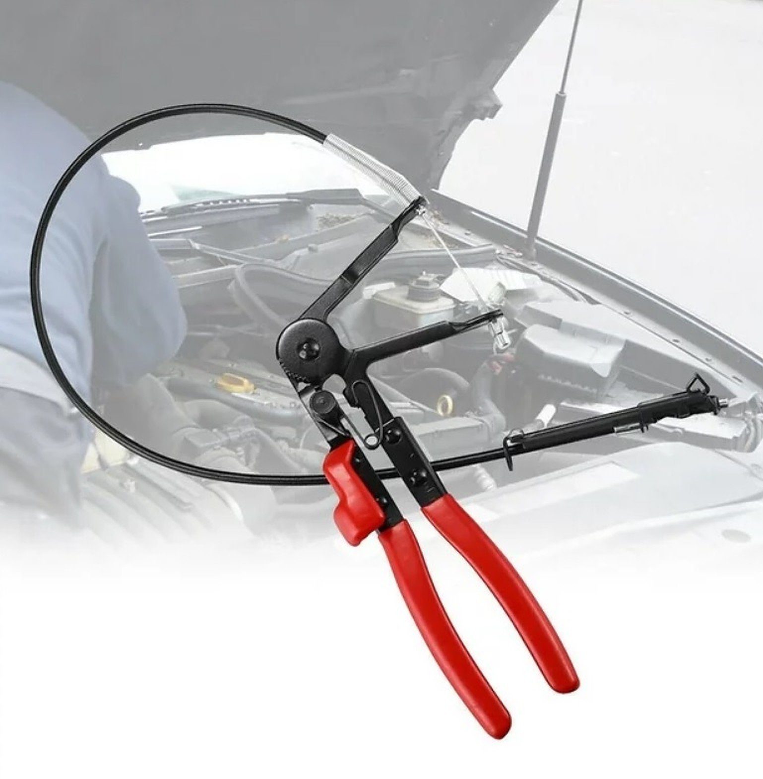Schlauchklemmenzange Flexible Schlauchklemmzange mit Bowdenzug und Arretierung, Schlauchkl