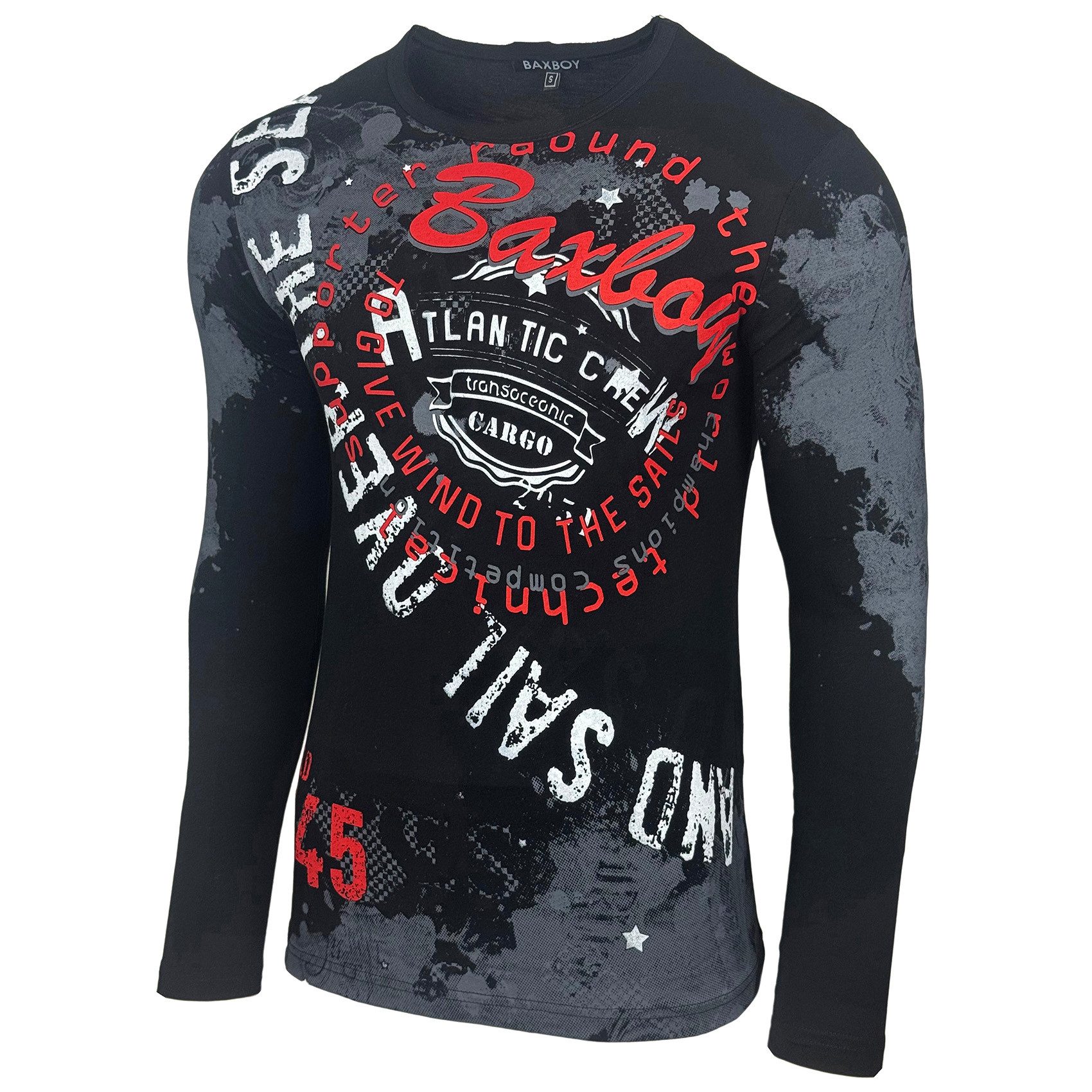 Baxboy Longshirt Baxboy Herren Longsleeve T-Shirt Langarmshirt Aufdruck Obe günstig online kaufen