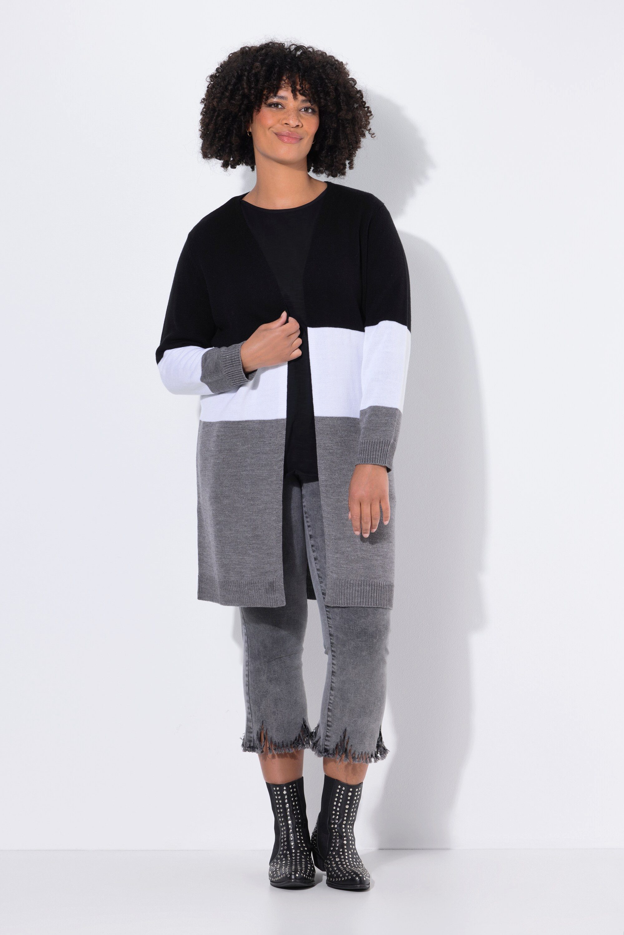 Angel of Style Strickjacke Long-Strickjacke Blockstreifen offene Form günstig online kaufen