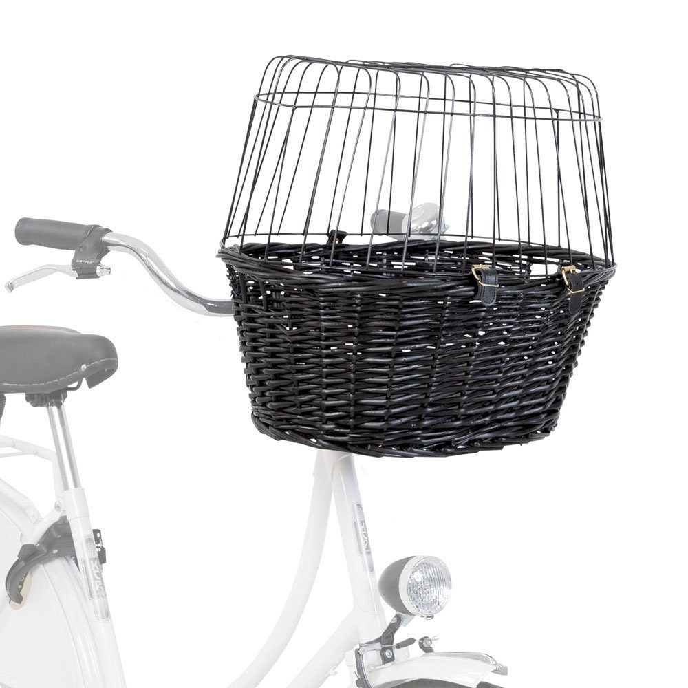 Tierfahrradkorb Trixie Fahrradkorb aus Weide mit Gitter - schwarz