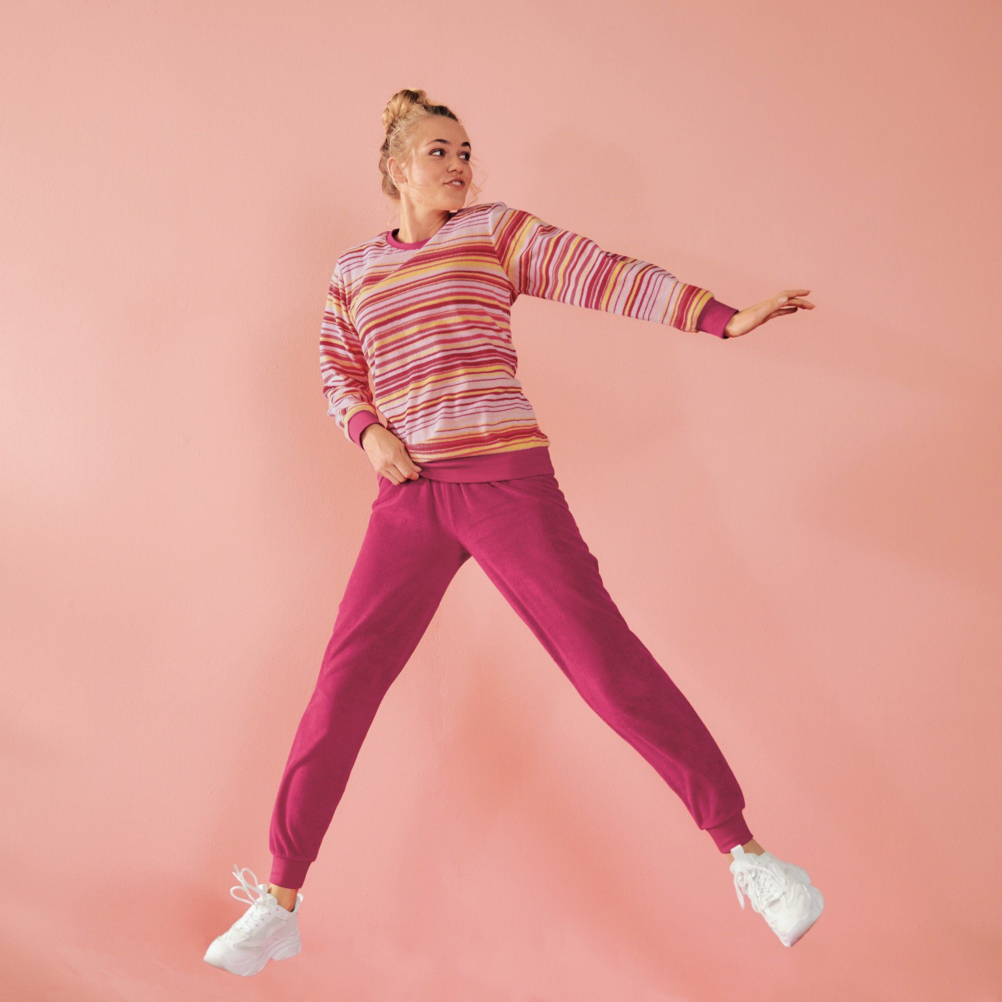 Erwin Müller Pyjama Damen-Schlafanzug Frottee Streifen