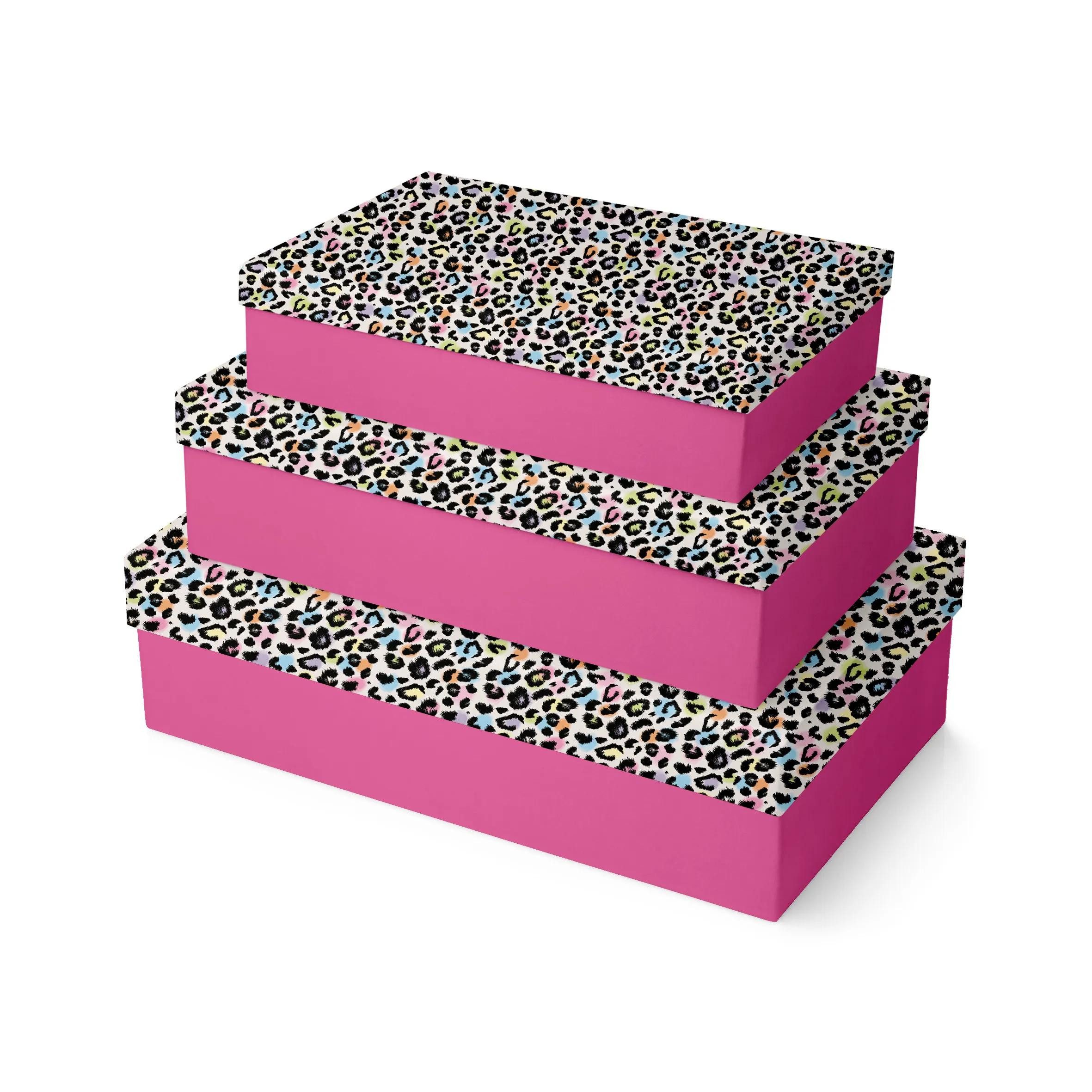 CLAIREFONTAINE Geschenkbox Set 3 Boxen Leopard rechteckig - K-30741-BXC, BOXES