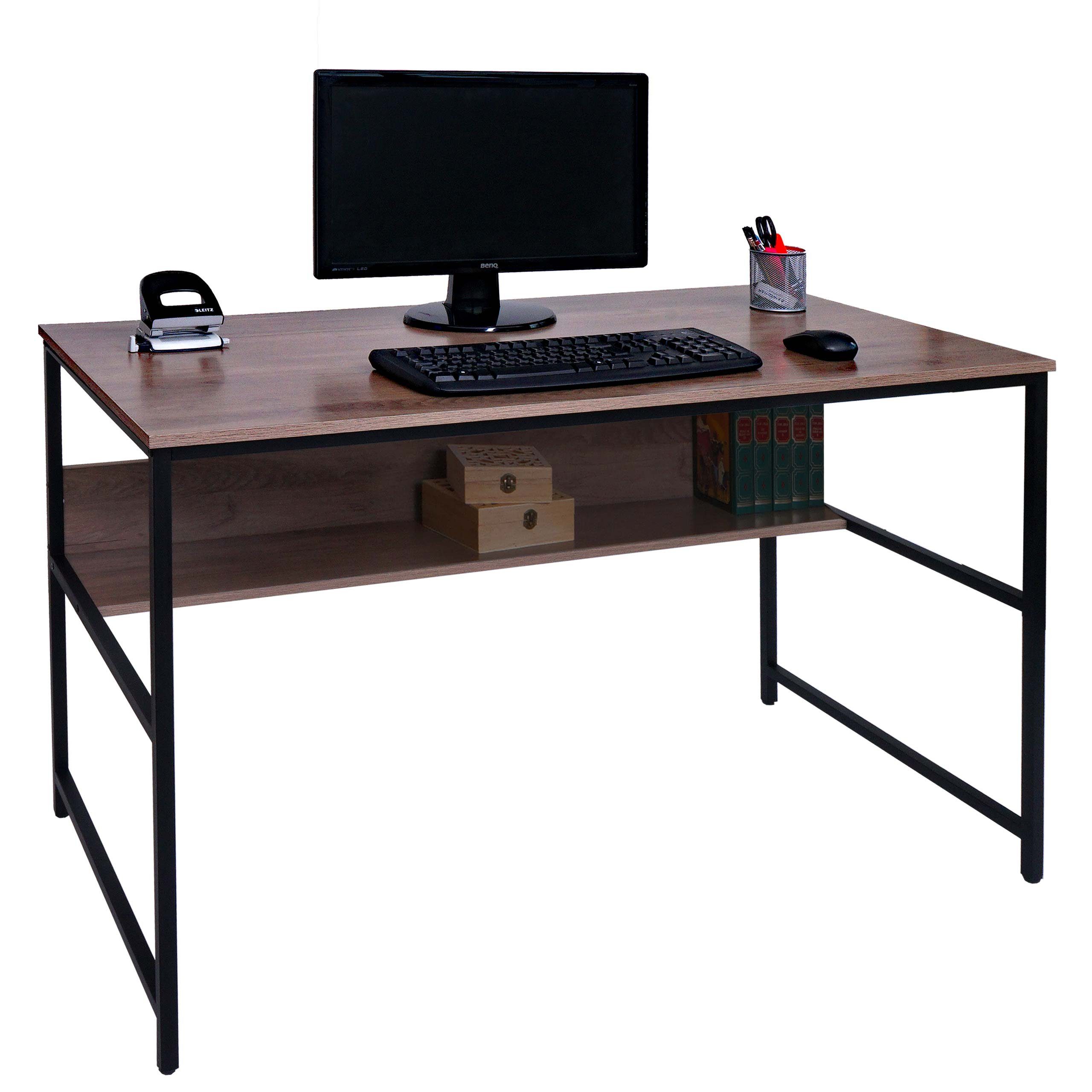 MCW Schreibtisch MCW-K80, Melaminbeschichtet grau-braun Holzoptik | grau-braun mit
