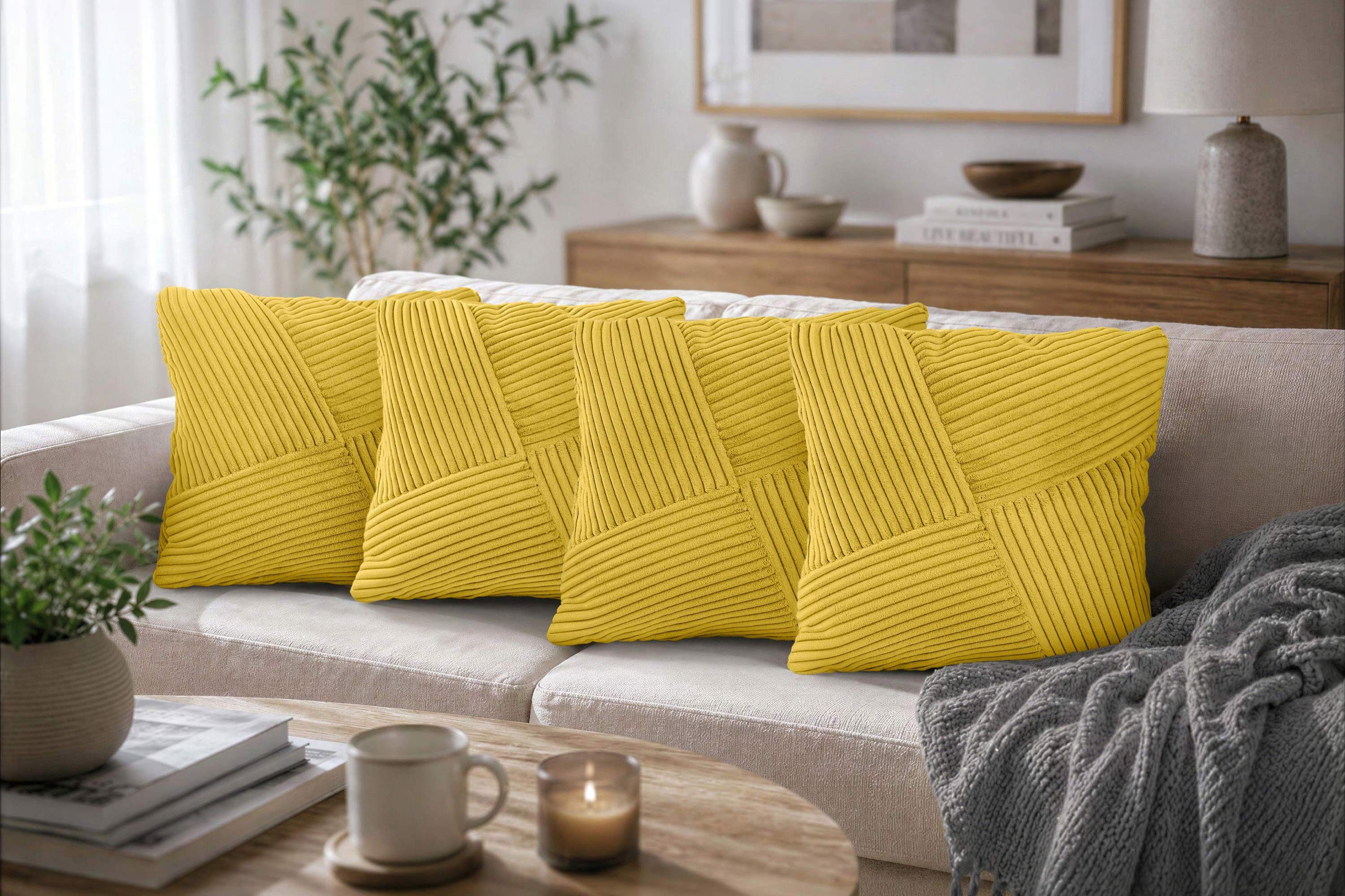 Amilian Dekokissen Sofakissen Zierkissen 4er-Set - weich, unifarben, formstabil, Couchkissen mit Kissenfüllung 40x40 cm
