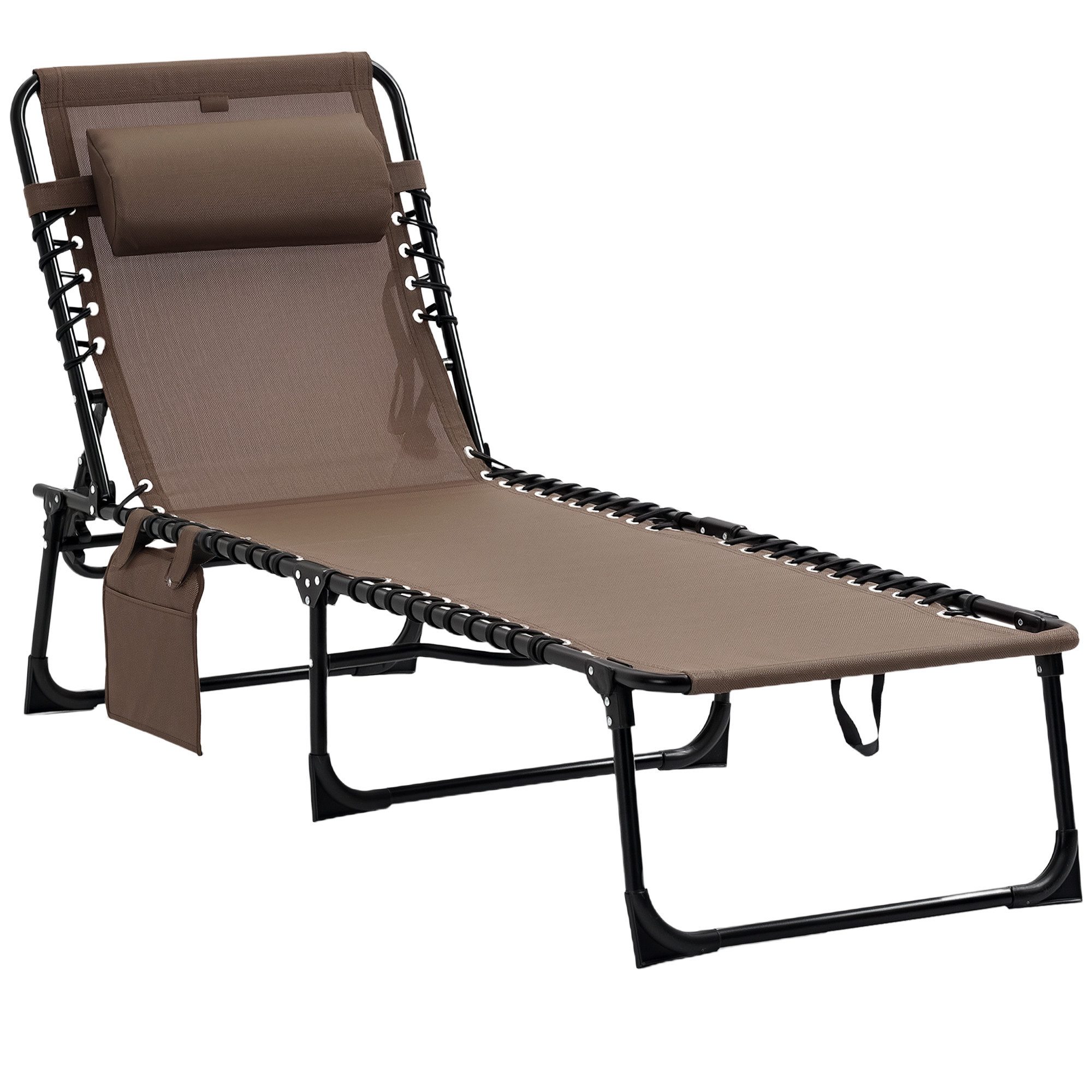 Outsunny Gartenliege mit Kopfkissen, Seitentasche, 5-Fach verstellbare Rück günstig online kaufen