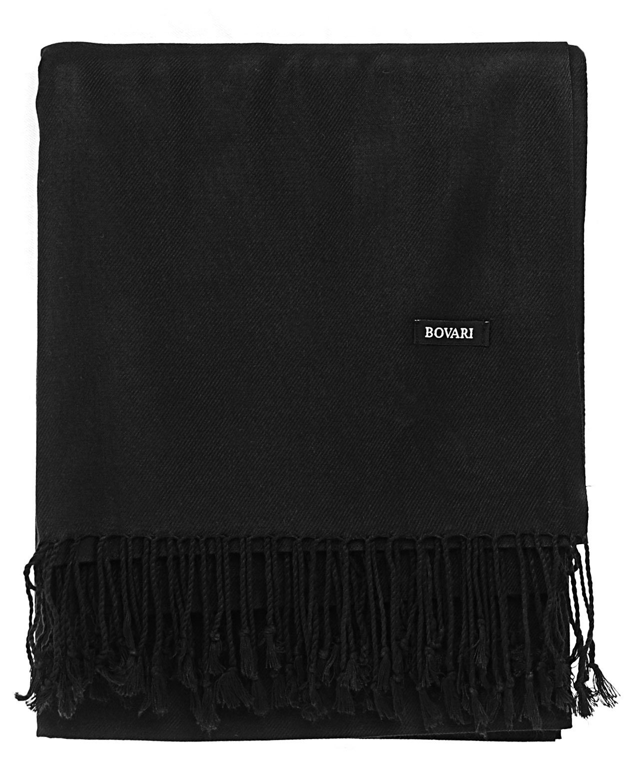 wie wie weich Seide 100% -, Premium 200x70 Bovari / XL schwarz Viskose - cm Schal Pashmina Kaschmir Damen-Schal glänzend - black aus