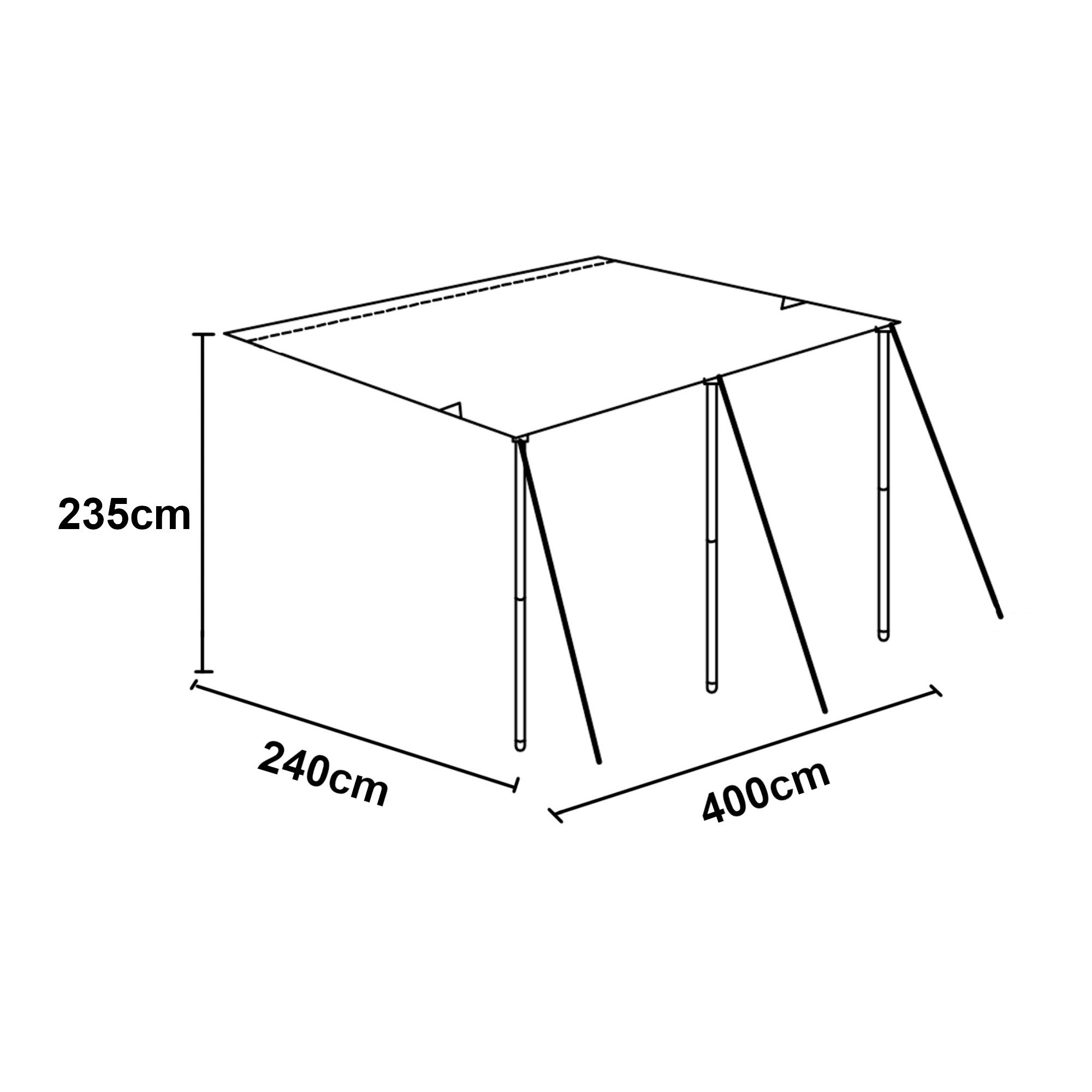 pro.tec Markisenvorzelt, »Beuningen« Wohnwagen-Vorzelt 400 x 240 x 235 cm Grau