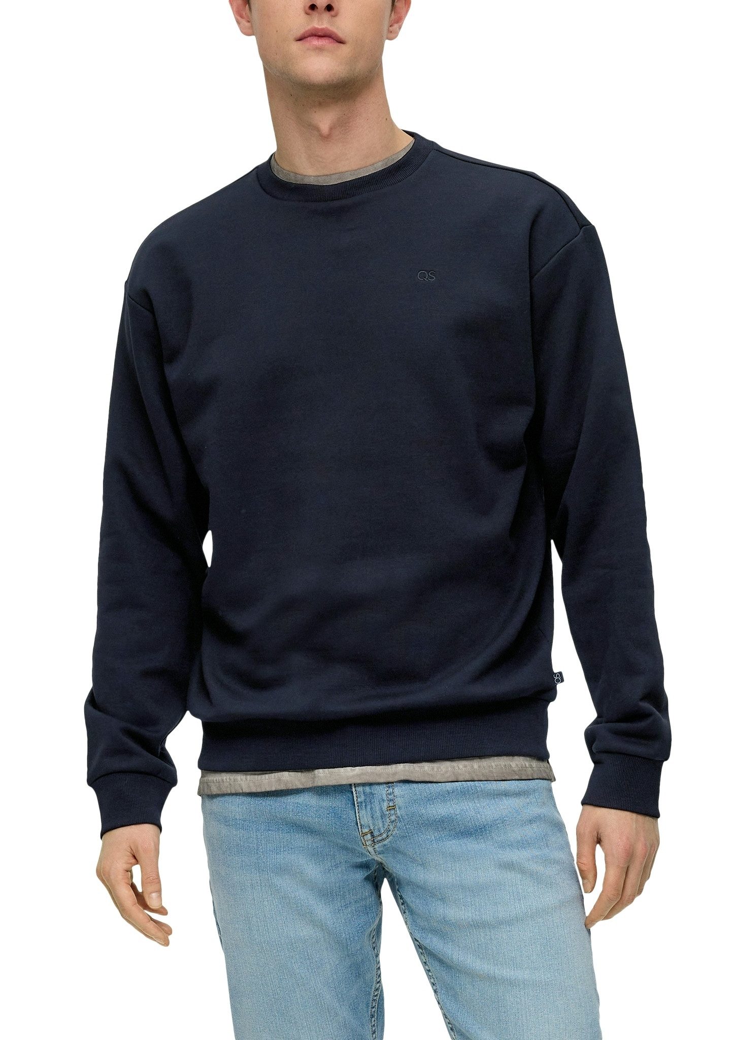 QS Sweatshirt mit Logo Stickerei