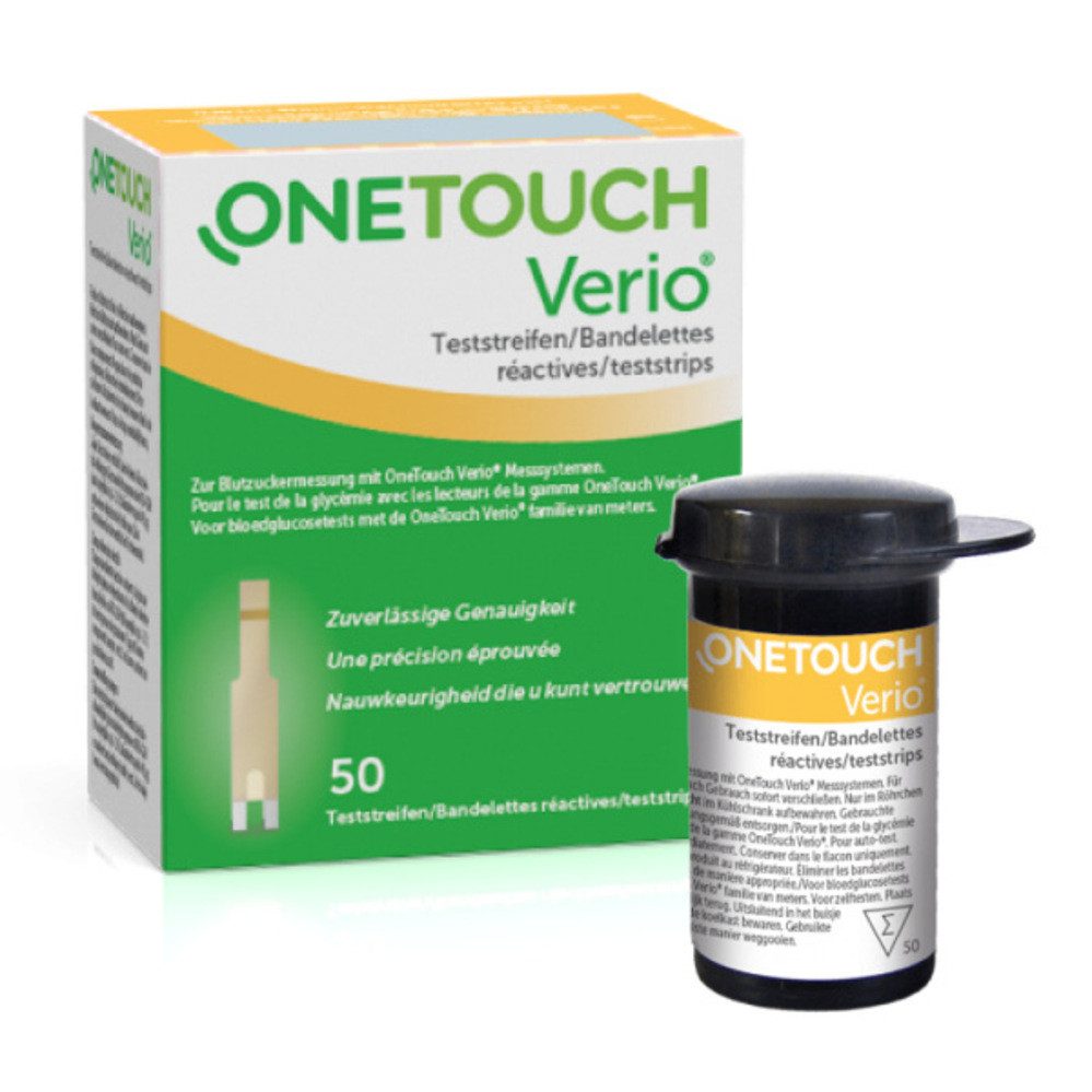 OneTouch Blutzucker-Teststreifen Verio, Spar-Set, Minimaler Blutbedarf, 50-tlg., Blutzuckerspiegel überwachen Diabetesmanagement