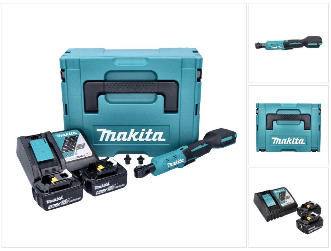 Makita Umschaltknarre DWR 180 RTJ Akku Ratschenschrauber 18 V 47,5 Nm 1/4" 3/8" + 2x Akku 5