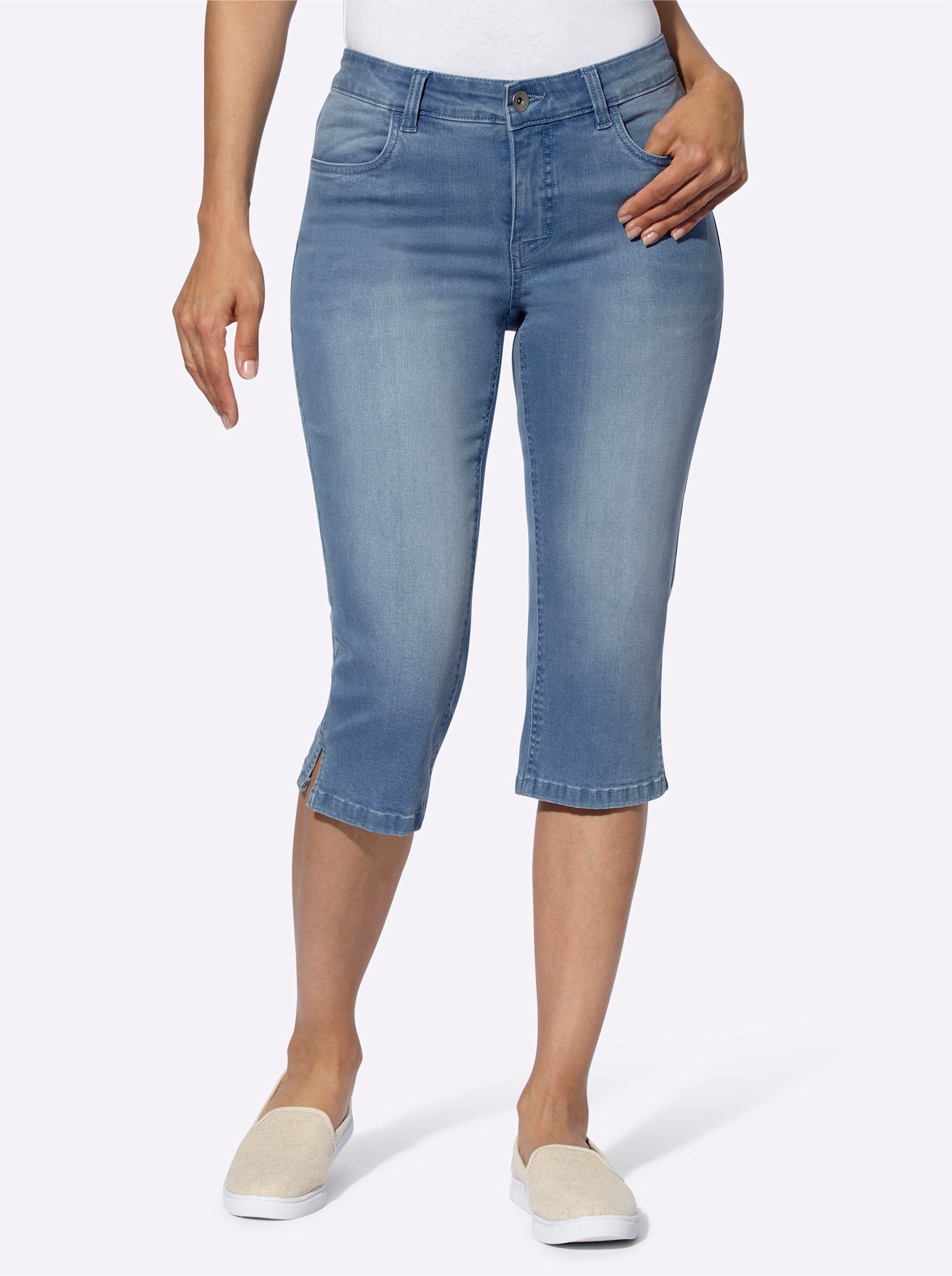 Witt Jeansshorts Capri-Jeans leicht vertieft