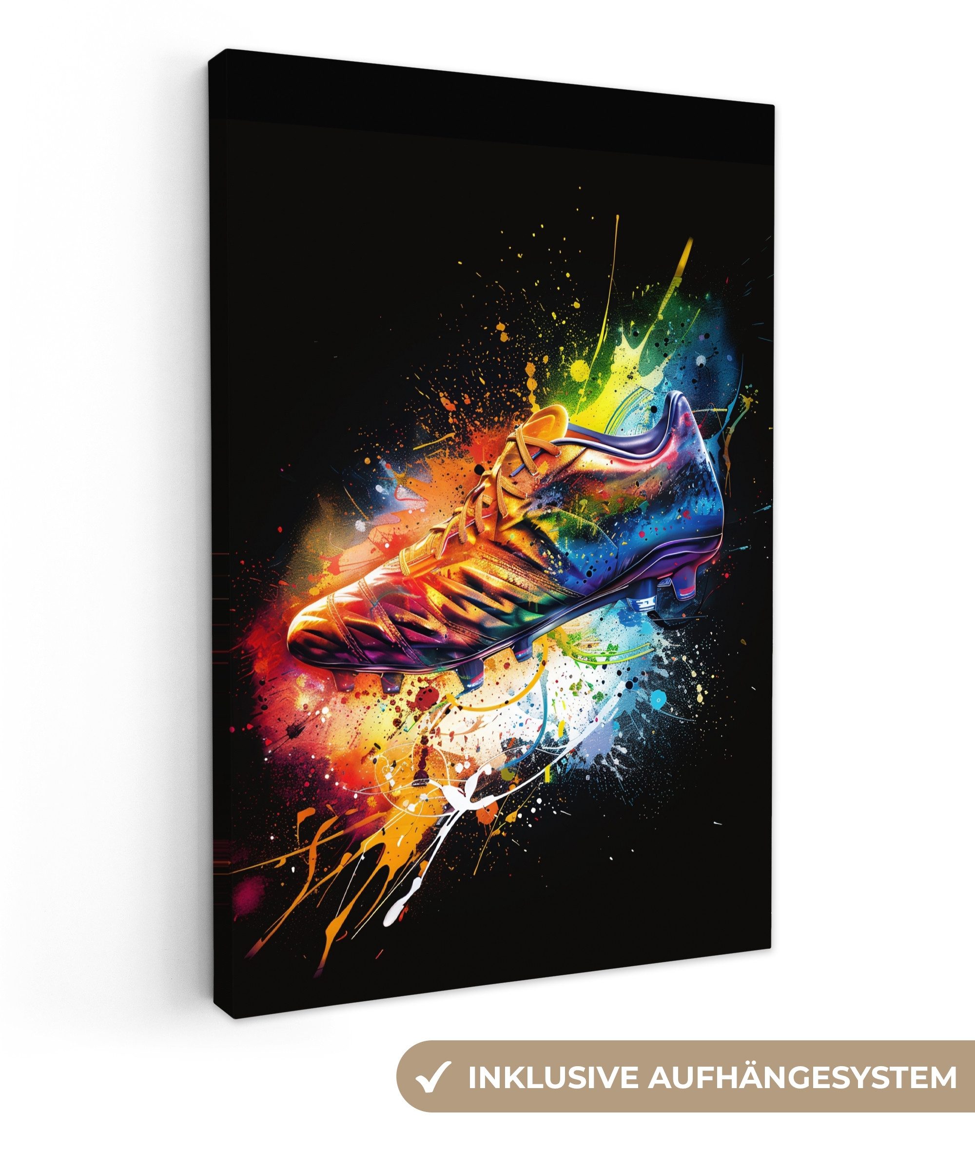 OneMillionCanvasses® Leinwandbild Graffiti - Sport - Fußball - Schuh - Farb günstig online kaufen