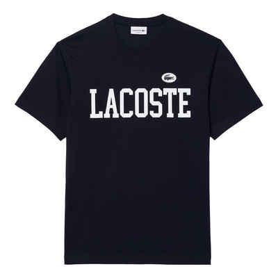 Lacoste Kurzarmshirt T-Shirt Kontrastaufdruck mit 3-D-Krokodil-Patch