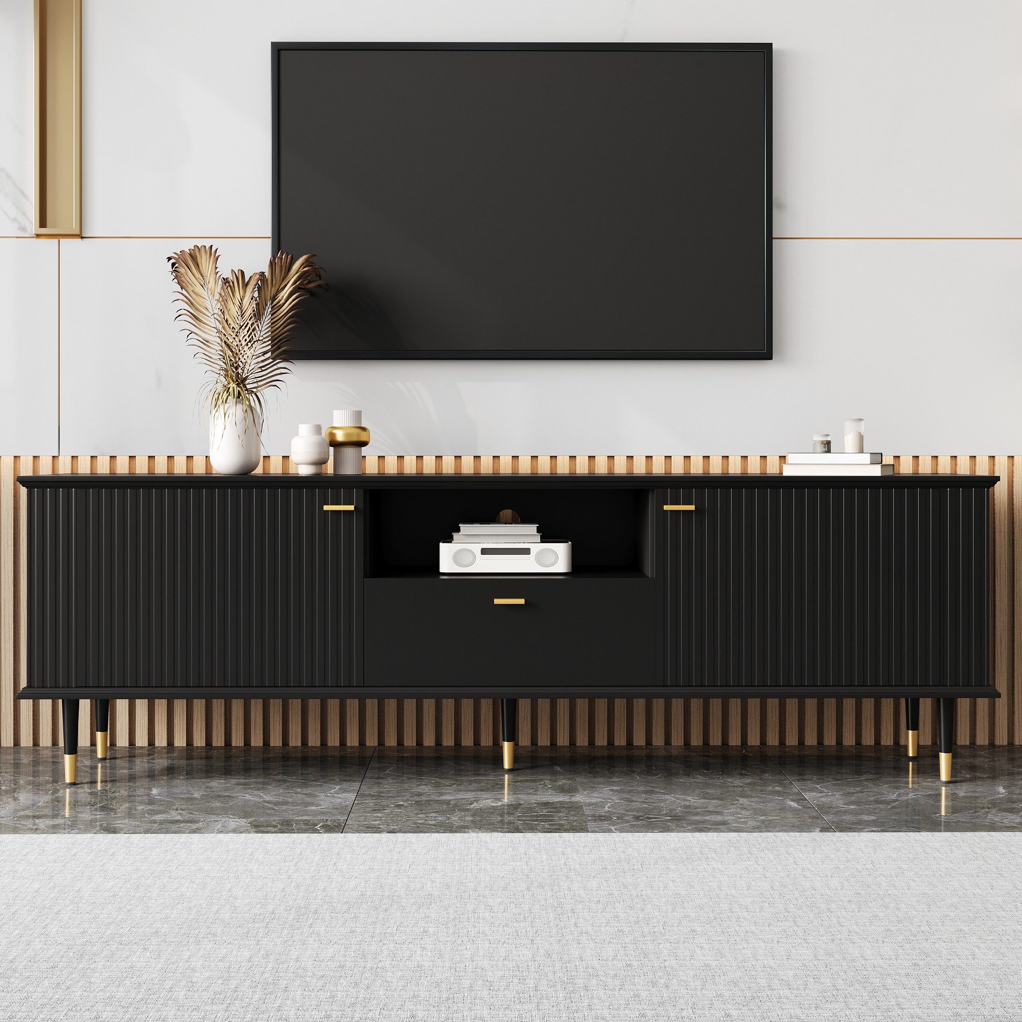 Merax Lowboard mit Goldakzenten & Soft-Close (1 St., 170 L x 36 B x 54,5 H) günstig online kaufen