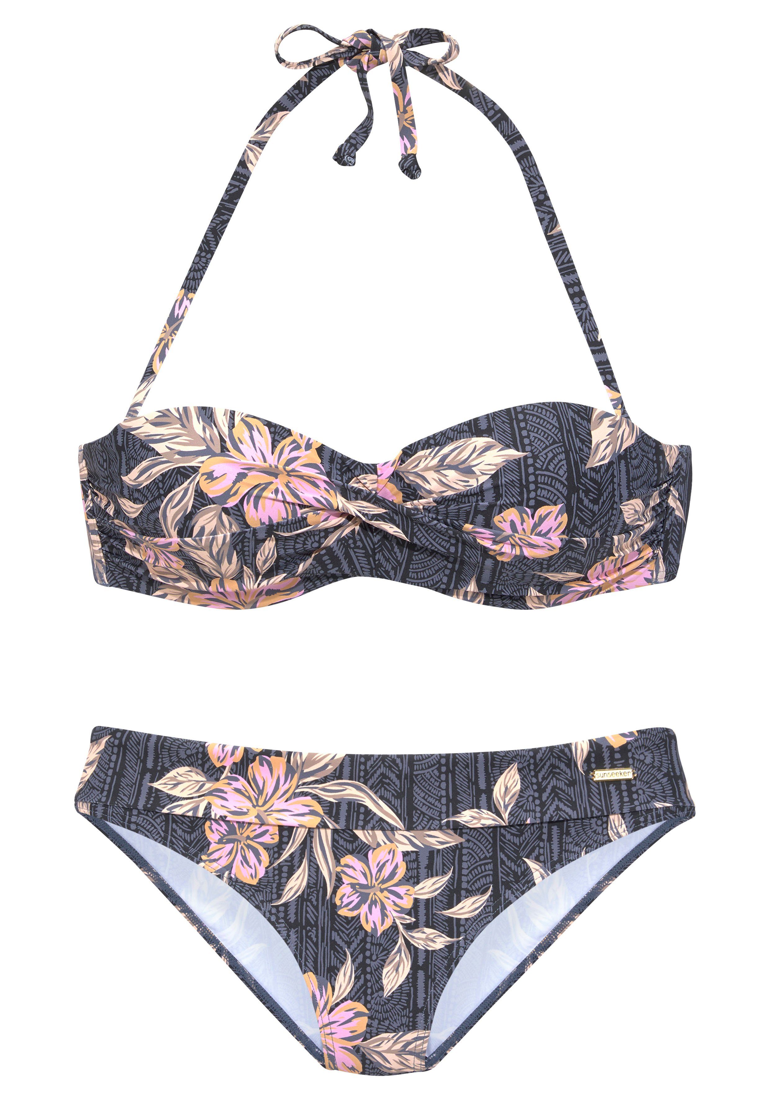Sunseeker Bandeau-Bikini mit grafisch-floralem Muster günstig online kaufen