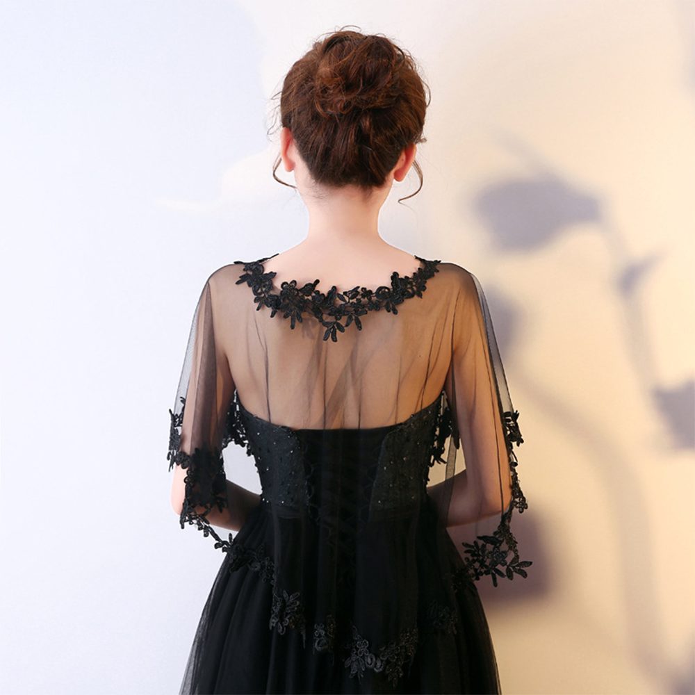 Zaewry Bolero Spitzen-Stola für Damen, transparenter Schal,Hochzeits-Cape elegante Schulterbedeckung für Hochzeit und Brautmode,Halblange Ärmel