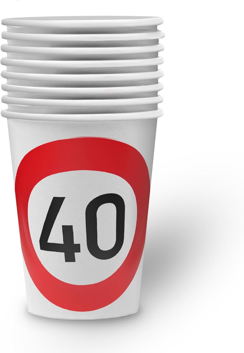 Party Factory Einwegbecher Becher Happy Birthday 40 – 8er-Pack, 250 ml, für 40. Geburtstag, Einweg