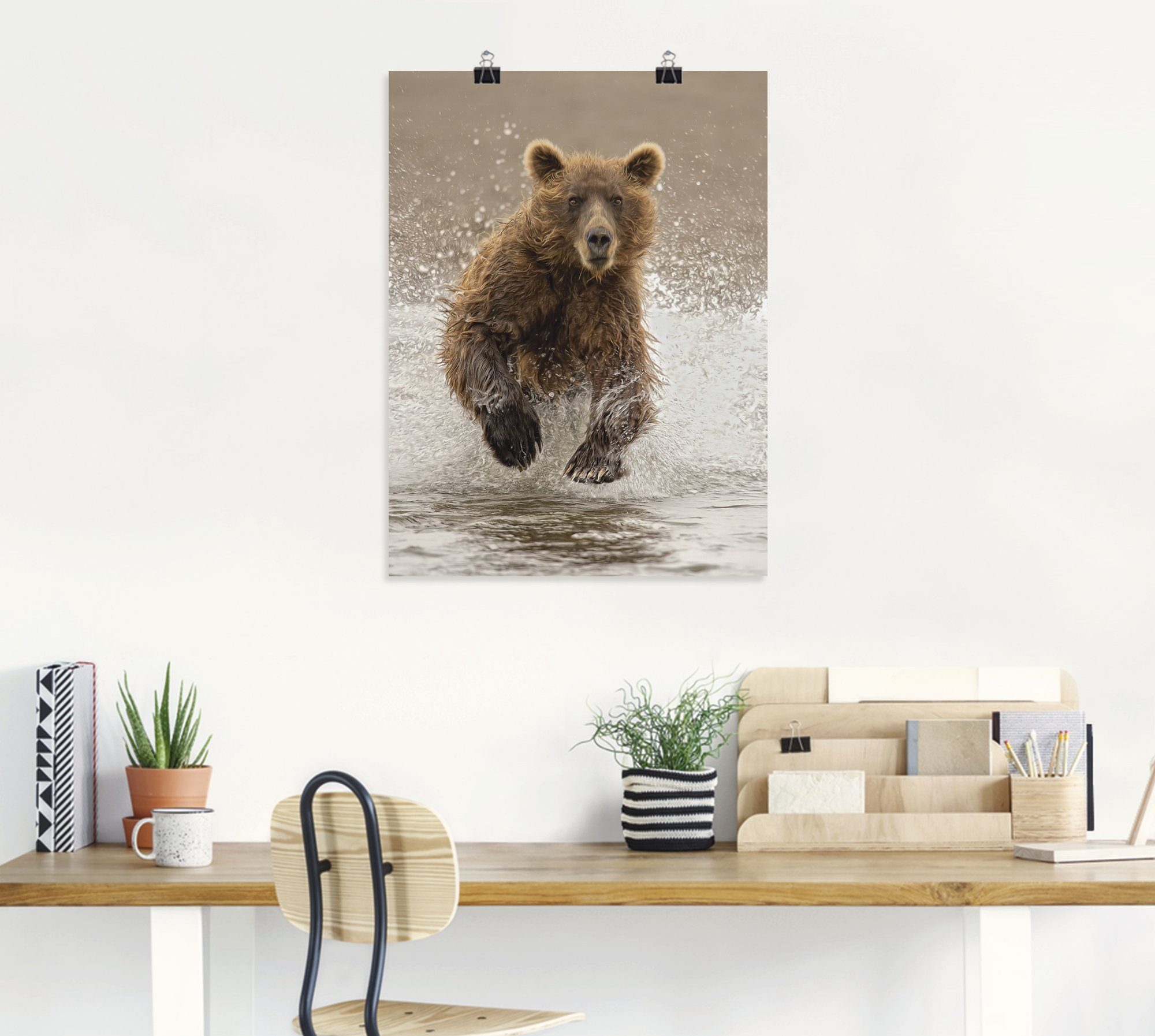 versch. Spielen in beim II, Wildtiere Wandaufkleber Größen Poster als Wandbild Leinwandbild, St), Artland Alubild, oder (1 Bären