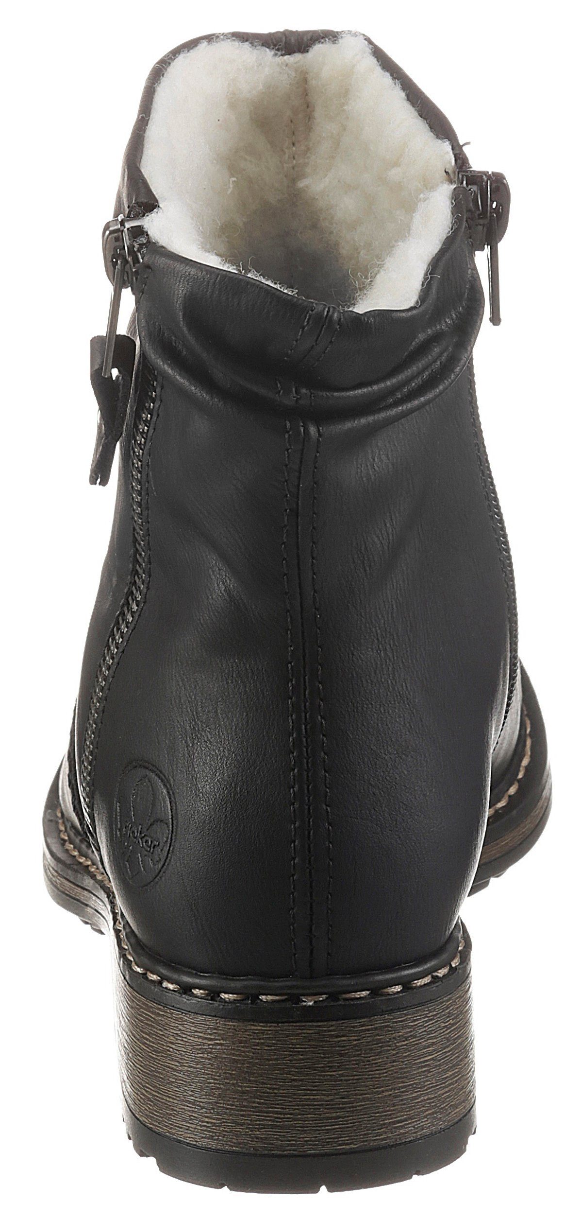 Rieker Winterstiefelette, Winterboots, Blockabsatz, Profilsohle, mit Zierreißverschluss außen