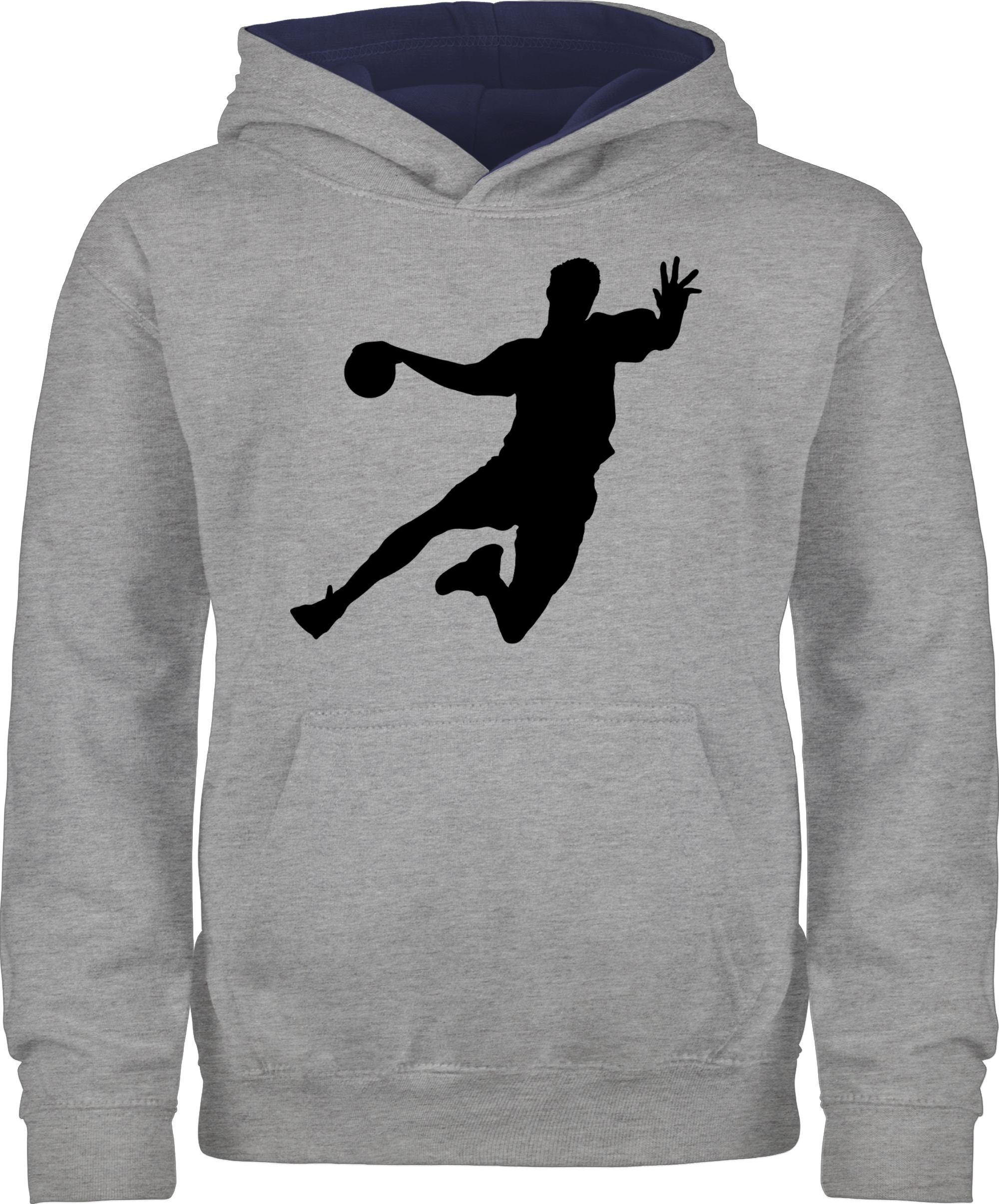 Shirtracer Hoodie Handballer 2 Grau Blau Sport Kleidung meliert/Navy Kinder