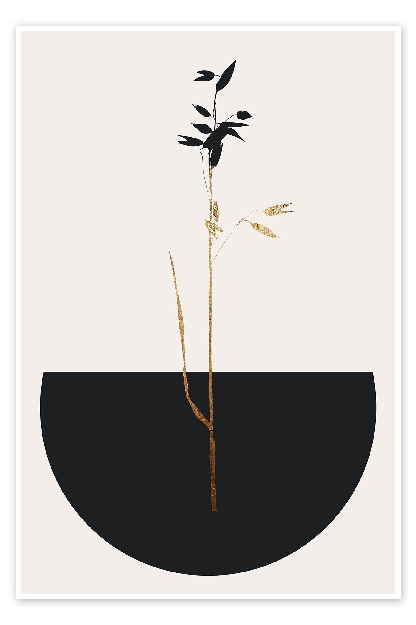 Posterlounge Poster KUBISTIKA, Japandi Planta Negra, Wohnzimmer Minimalistisch Malerei