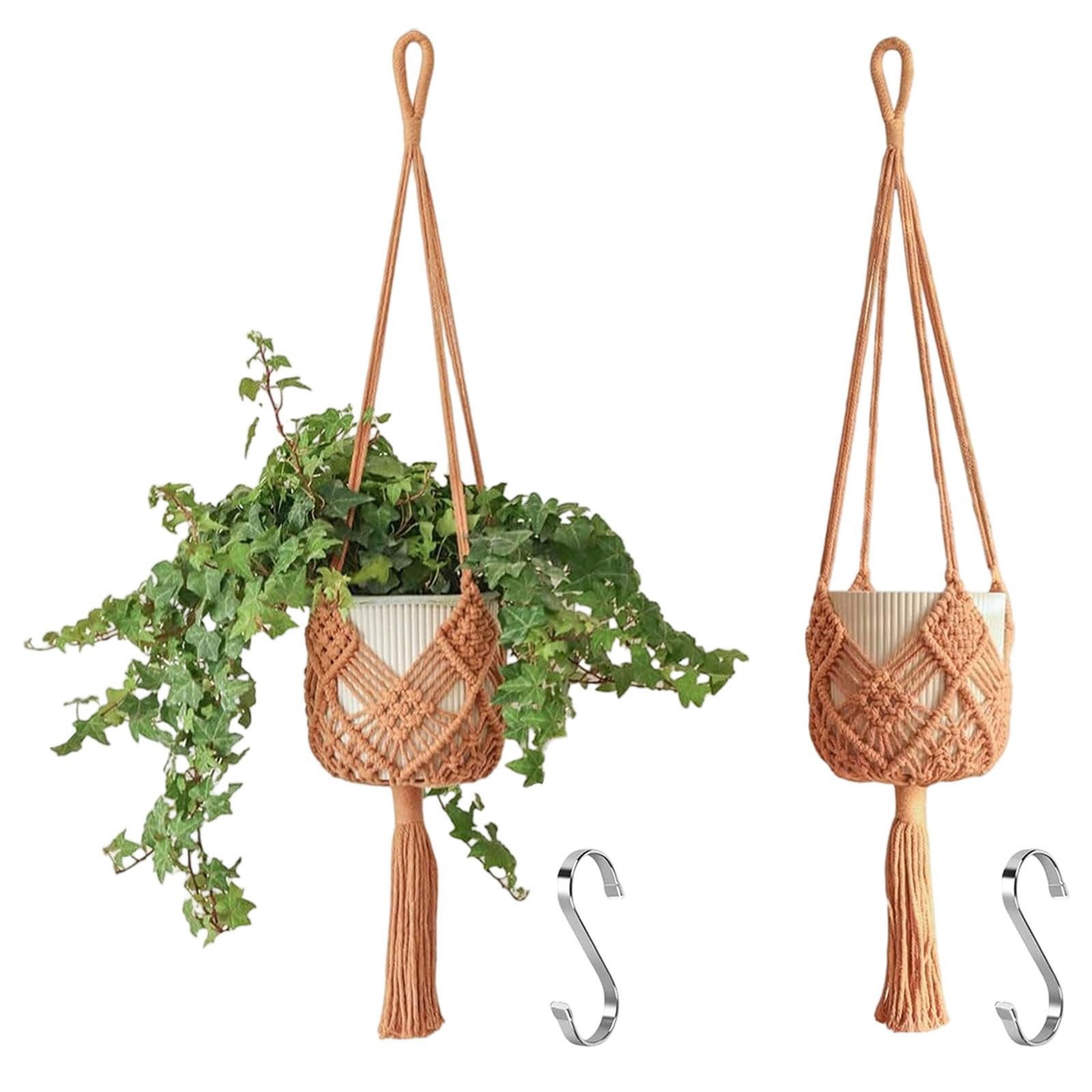 FOUORTUNATE-BEE Blumenampel 2er Set Blumenampel Hängepflanzgefäße mit Mustern (Boho Deko Makramee Hängeampel mit Haken, 2 St., Blumentopf Hängend, Boho Zimmer Deko Aesthetic), Hängepflanzen Topf für Balkon Fenster Deko