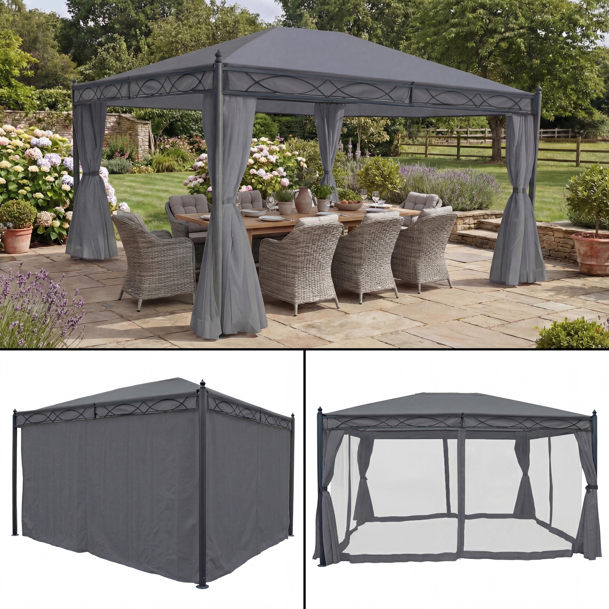 MCW Pergola Calpe-4x3, BxTxH: 394x273x273 cm, mit Seitenwand und Moskitonetz, UV-Schutz 50+