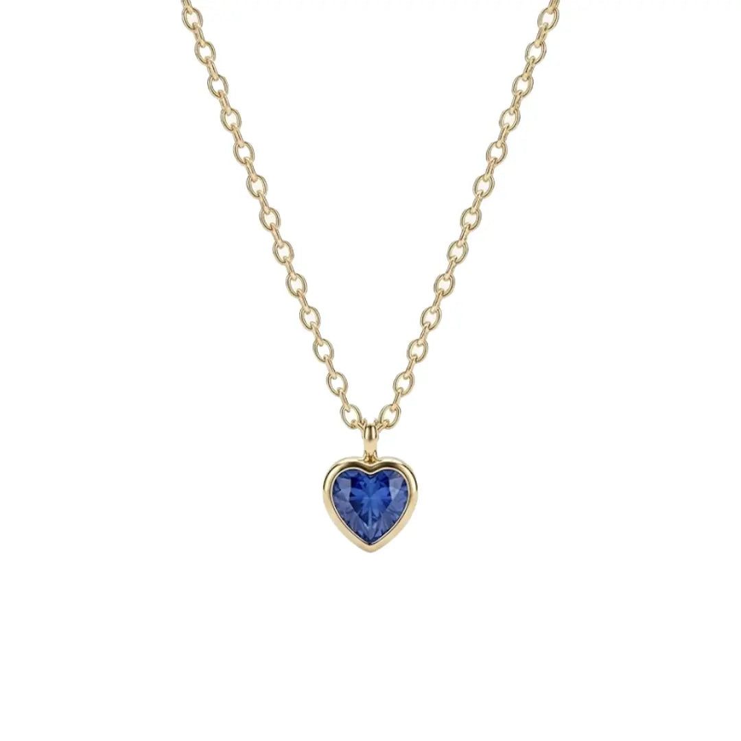 Suzan Gold Kette mit Anhänger 925 Silber vergoldet blaues Herz Zirkonia, Zeitloses Design, vielseitig kombinierbar, ideal als Geschenk