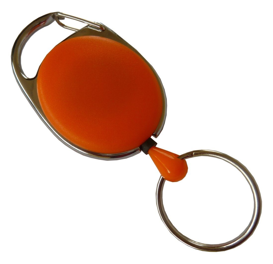 Kranholdt Schlüsselanhänger Jojo / Ausweishalter / Ausweisclip ovale Form (10-tlg), Metallumrandung, Schlüsselring Orange