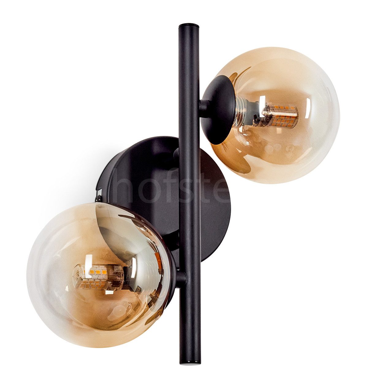 hofstein Wandleuchte Wandlampe aus Metall/Glas in Schwarz/Bernstein/Klar, o günstig online kaufen