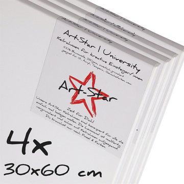 Art Star Keilrahmen 4x ART-STAR Leinwände, 30x60 cm, auf Keilrahmen, 100% Baumwolle