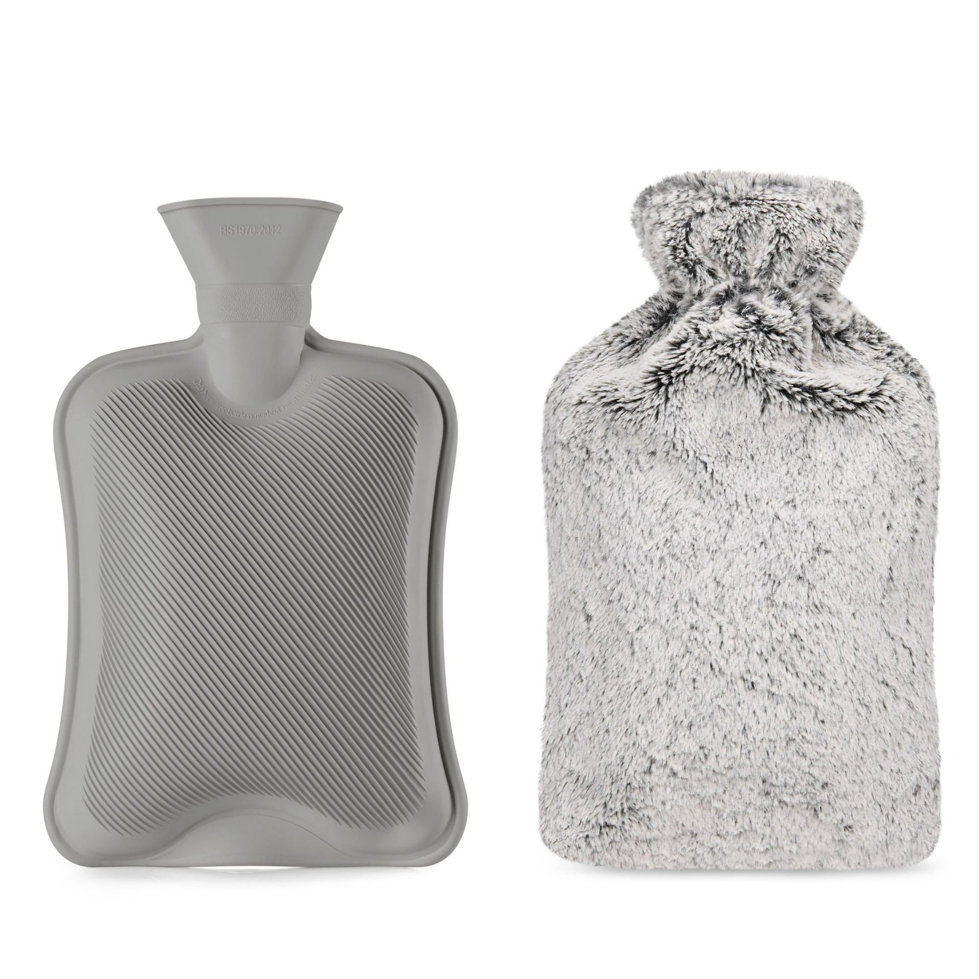 Blumtal Wärmflasche Premium mit Bezug in Kunstfelloptik, (Auslaufsichere Flasche aus Naturkautschuk für Kinder und Erwachsene), mit Kuschelweichem Fellbezug zur Schmerzlinderung