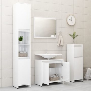 vidaXL Badezimmer-Set 3-tlg Badmöbel-Set Hochglanz-Weiß Spanplatte Badezimmer Waschbecken Sc