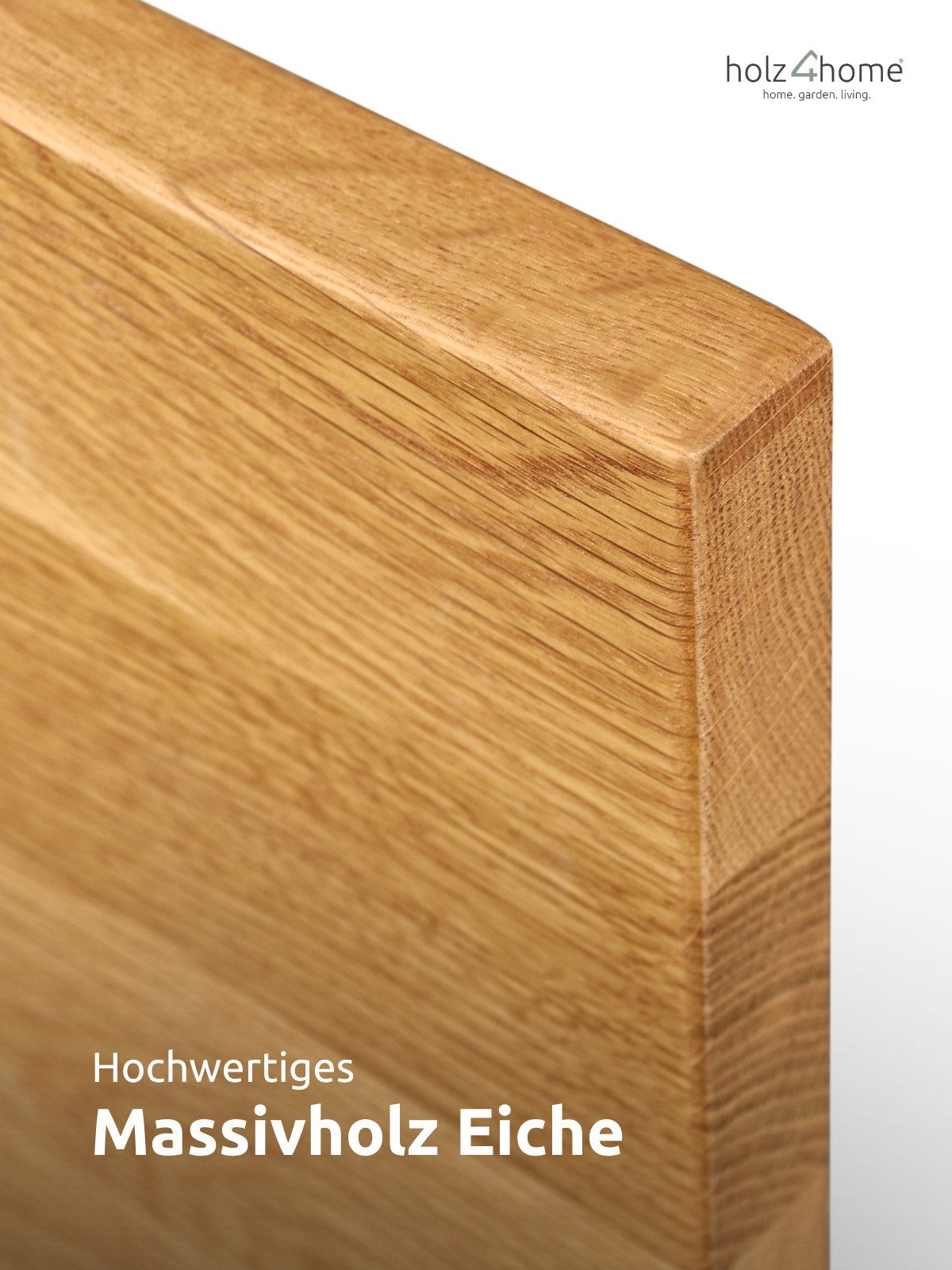 holz4home® Massivholzbett Eiche I Holzbett Rahmen ohne Kopfteil Klassik I Metall-/ Holzbeine, Massivholz Eiche – Bild 3 von 5