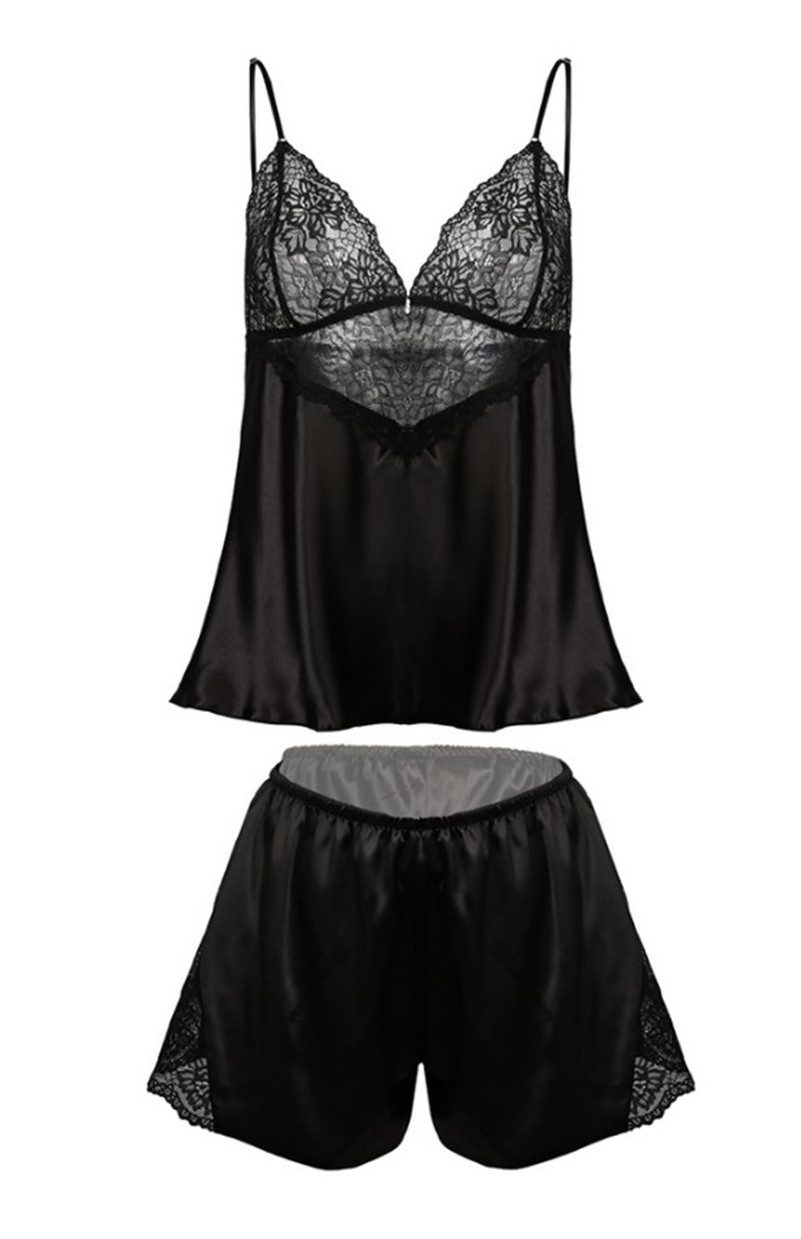 DKaren Pyjama schöner, kurzer Schlafanzug mit eleganter Spitze, Nachtwäsche günstig online kaufen