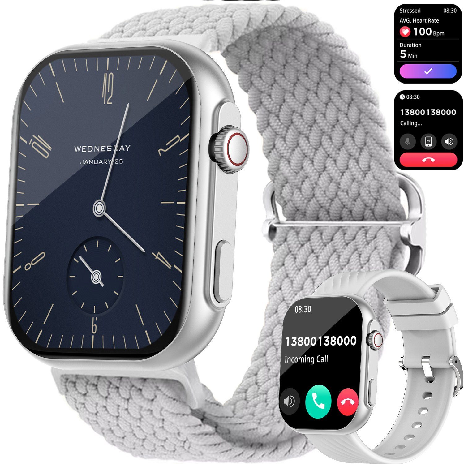 JOEAIS Smartwatch für Damen Herren Fitnessuhr Sport Watch Fitnessarmband  Smartwatch (2.01 \