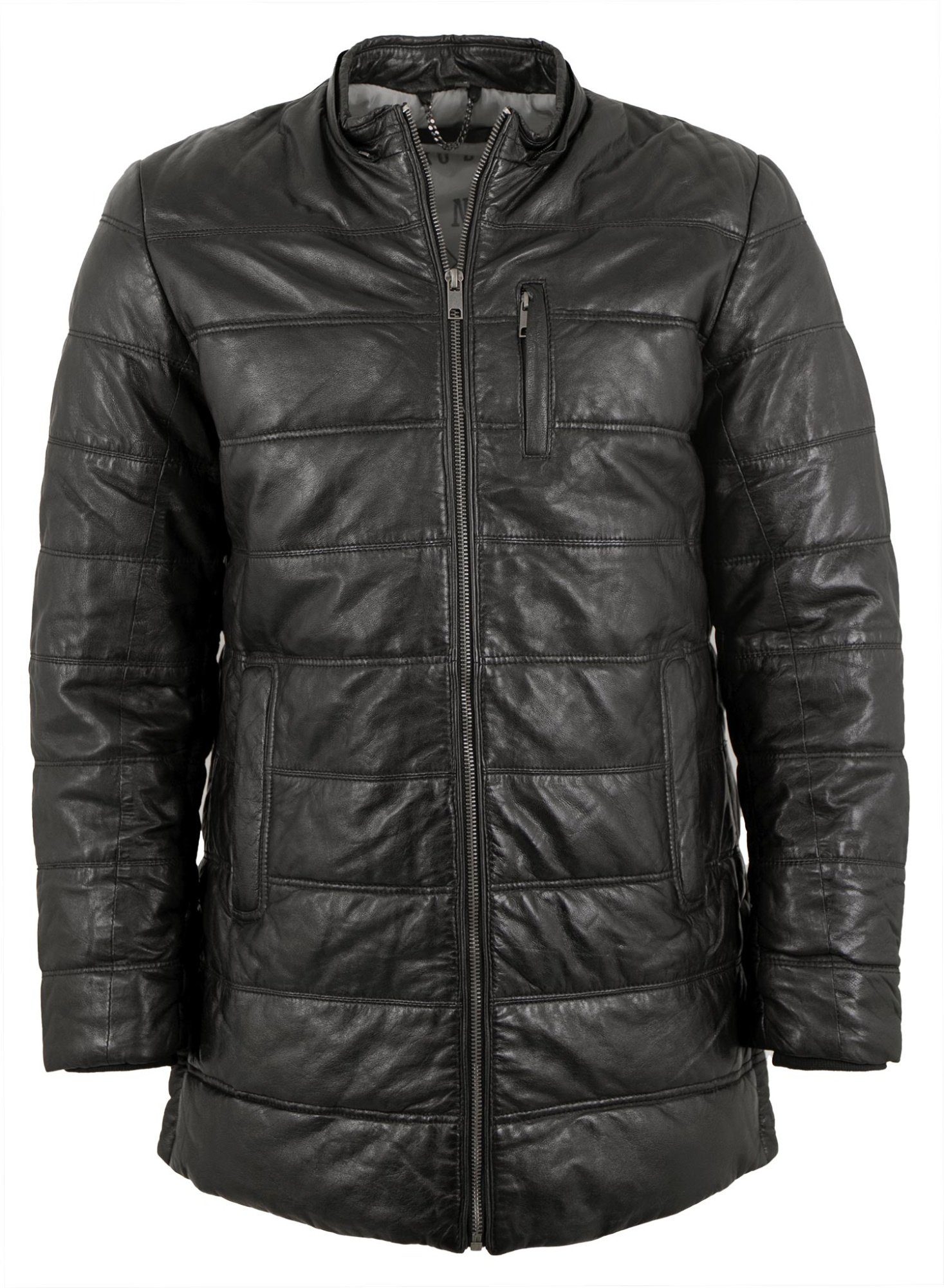 Deercraft Lederjacke DMQuirin Deercraft - Herren Lederjacke Steppjacke Kapuze Lammnappa schwarz