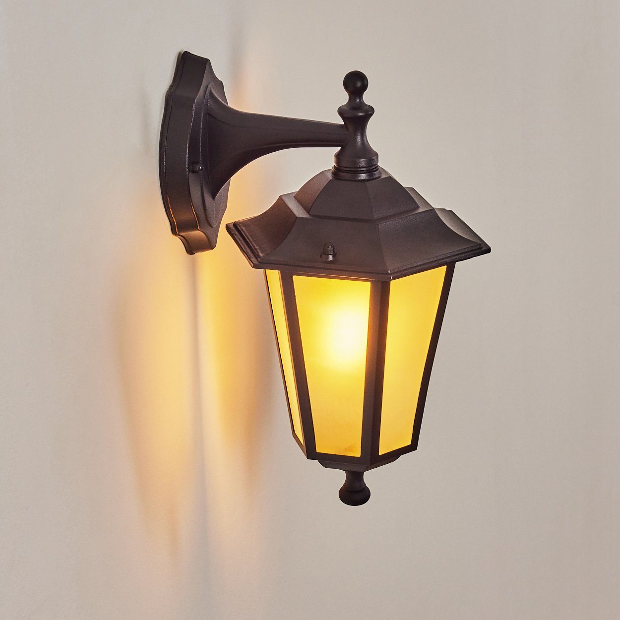 hofstein Außen-Wandleuchte Wandlampe abwärts in im antikem ohne Leuchtmittel, Schwarz/Milchglas, Metall/Glas Look klassischen Landhaus-Stil, IP44 E27, in Leuchtmittel, aus Wandleuchte ohne