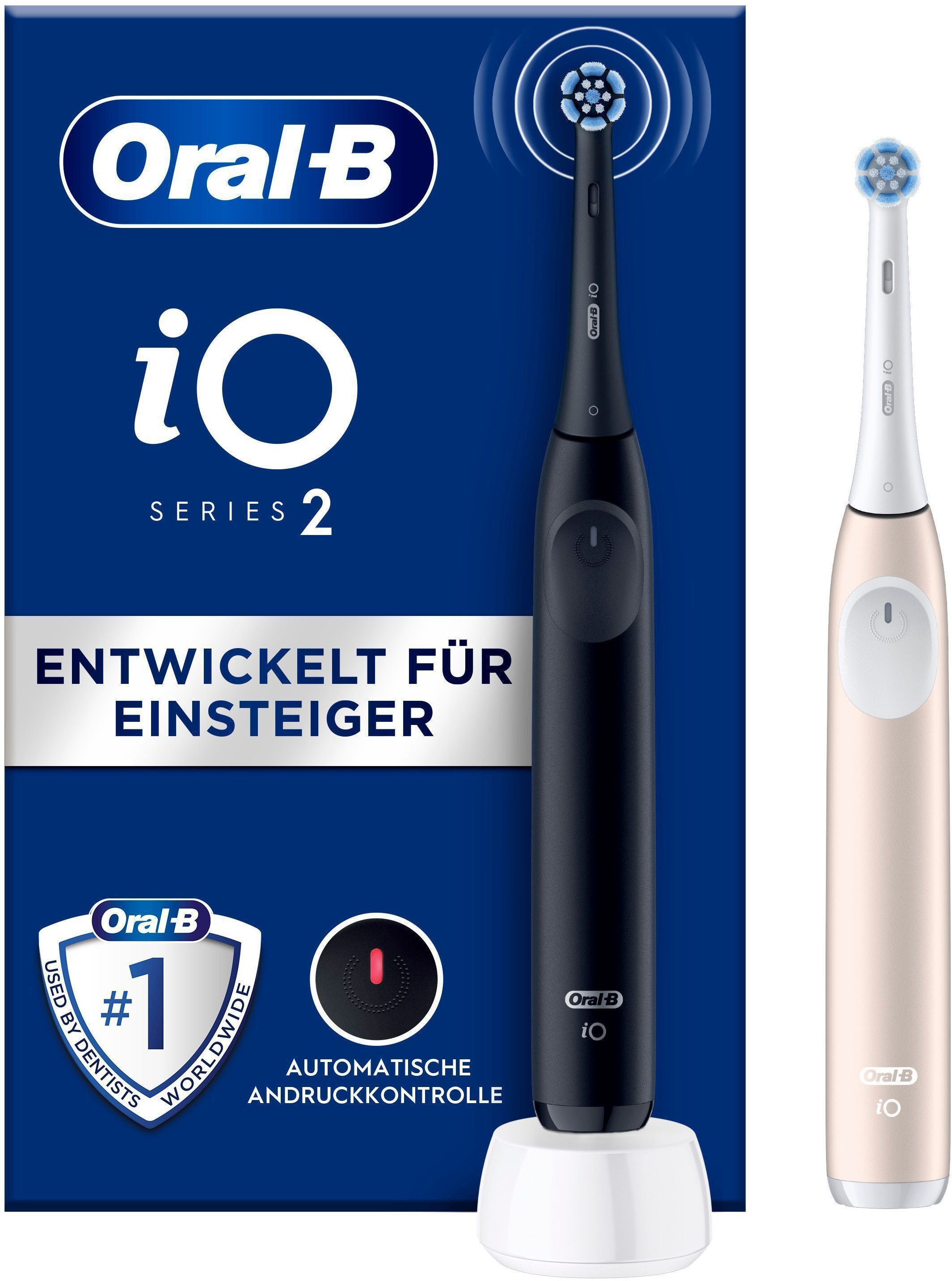 Oral-B Elektrische Zahnbürste iO Series 2, Aufsteckbürsten: 2 St., für die sanfte Reinigung, mit 2. Handstück