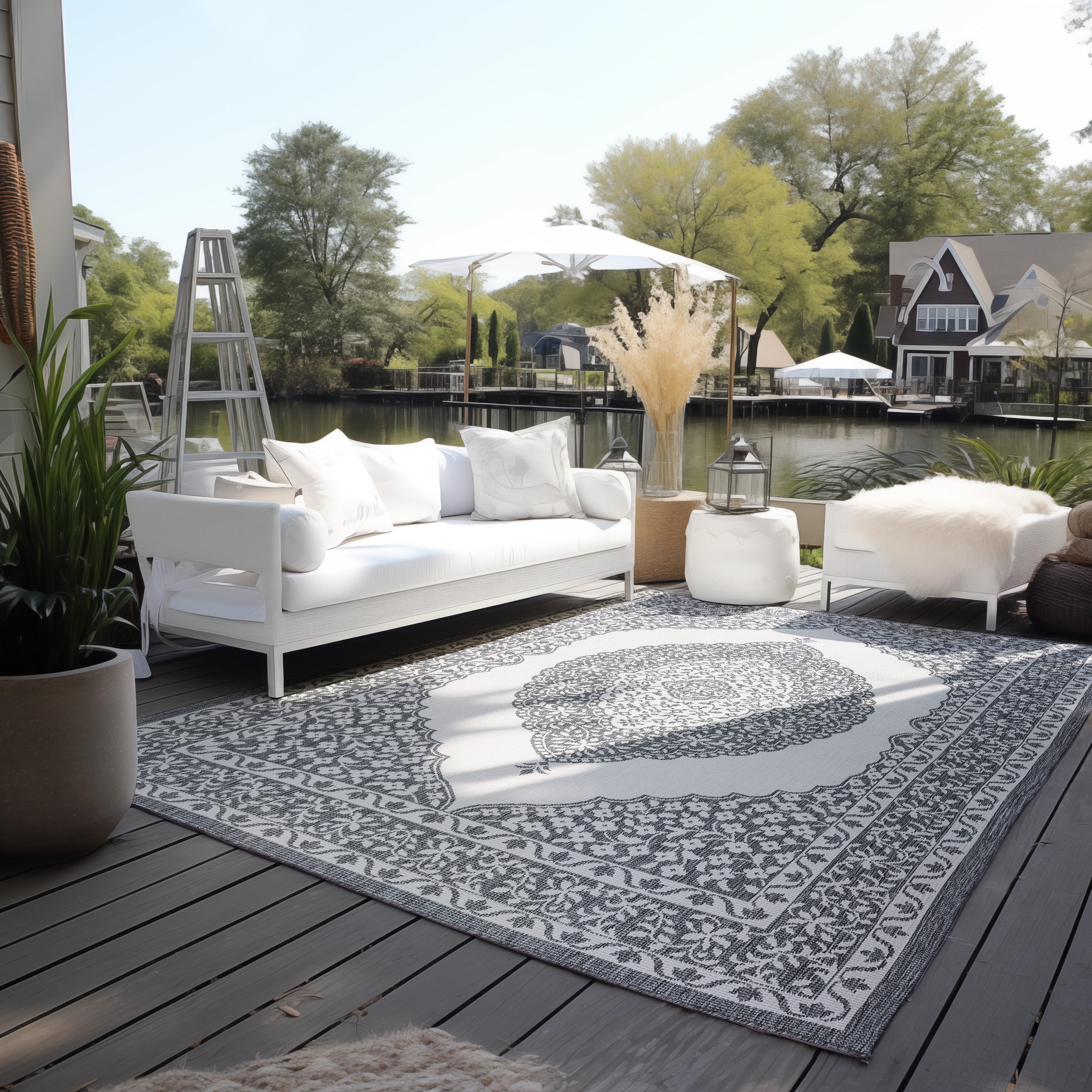 ELLE DECORATION Teppich Meekly Wendeteppich, rechteckig, Höhe: 5 mm, Flachgewebe, In-& Outdoor, Modern, beidseitig, Balkon, Wohnzimmer