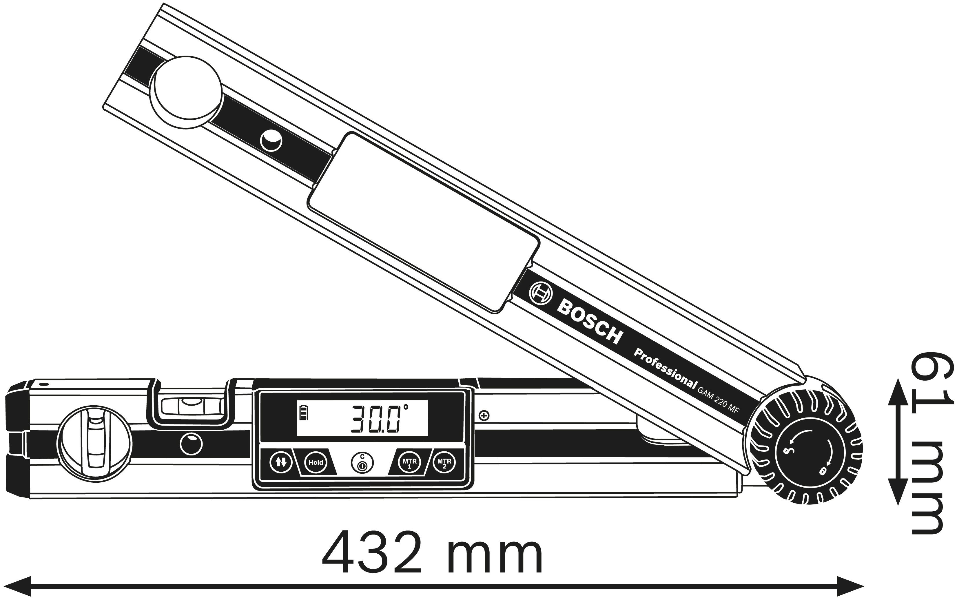 Bosch Professional Winkelmesser GAM 220 L:44,7 Professional, cm MF