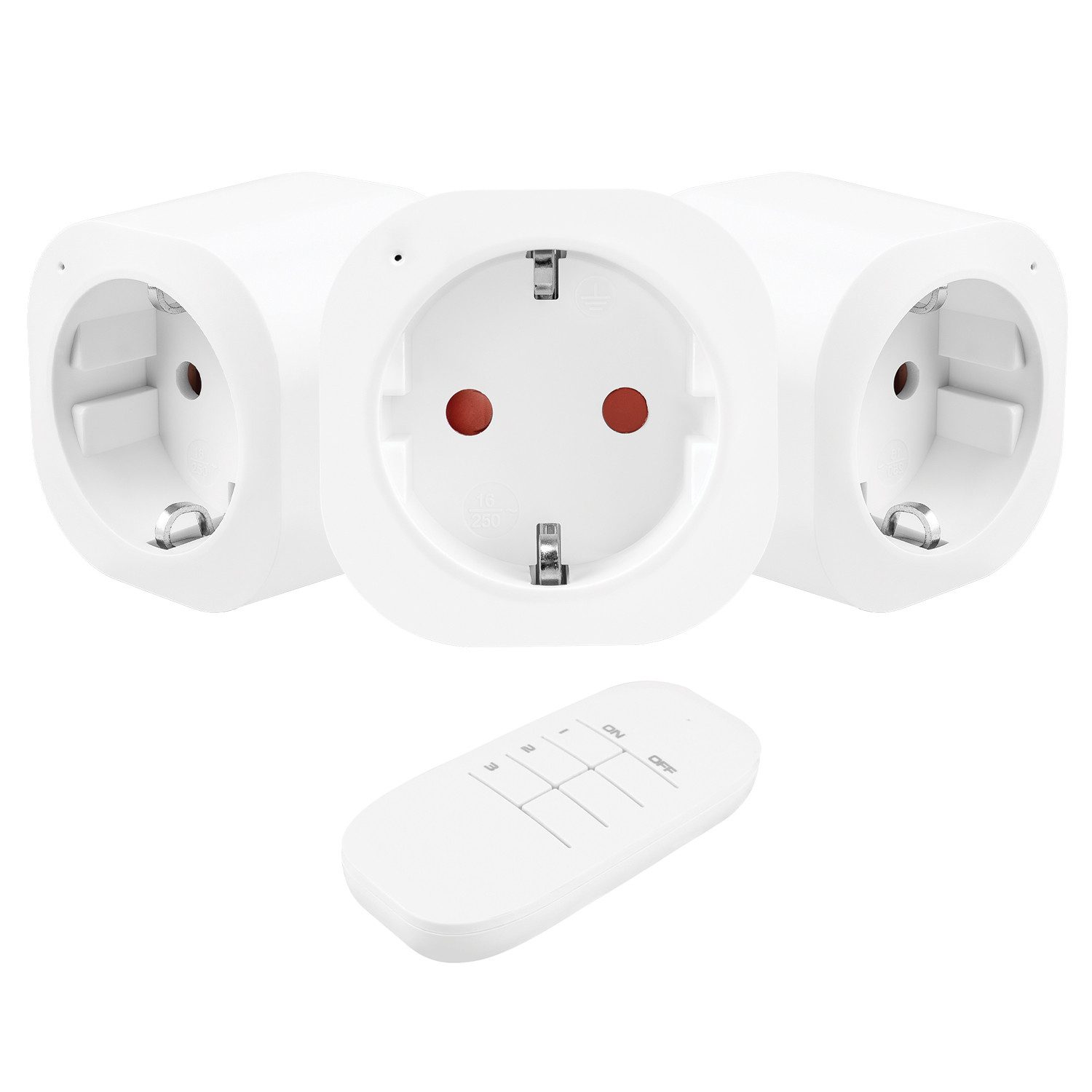 GreenBlue Steckdose GB313 F Set mit 3 Fernbedienbaren Steckdosen 3680 W 30 m, programmierbar, Reichweite bis zu 30 m, 220–240 V AC, 16 A, 433 MHz