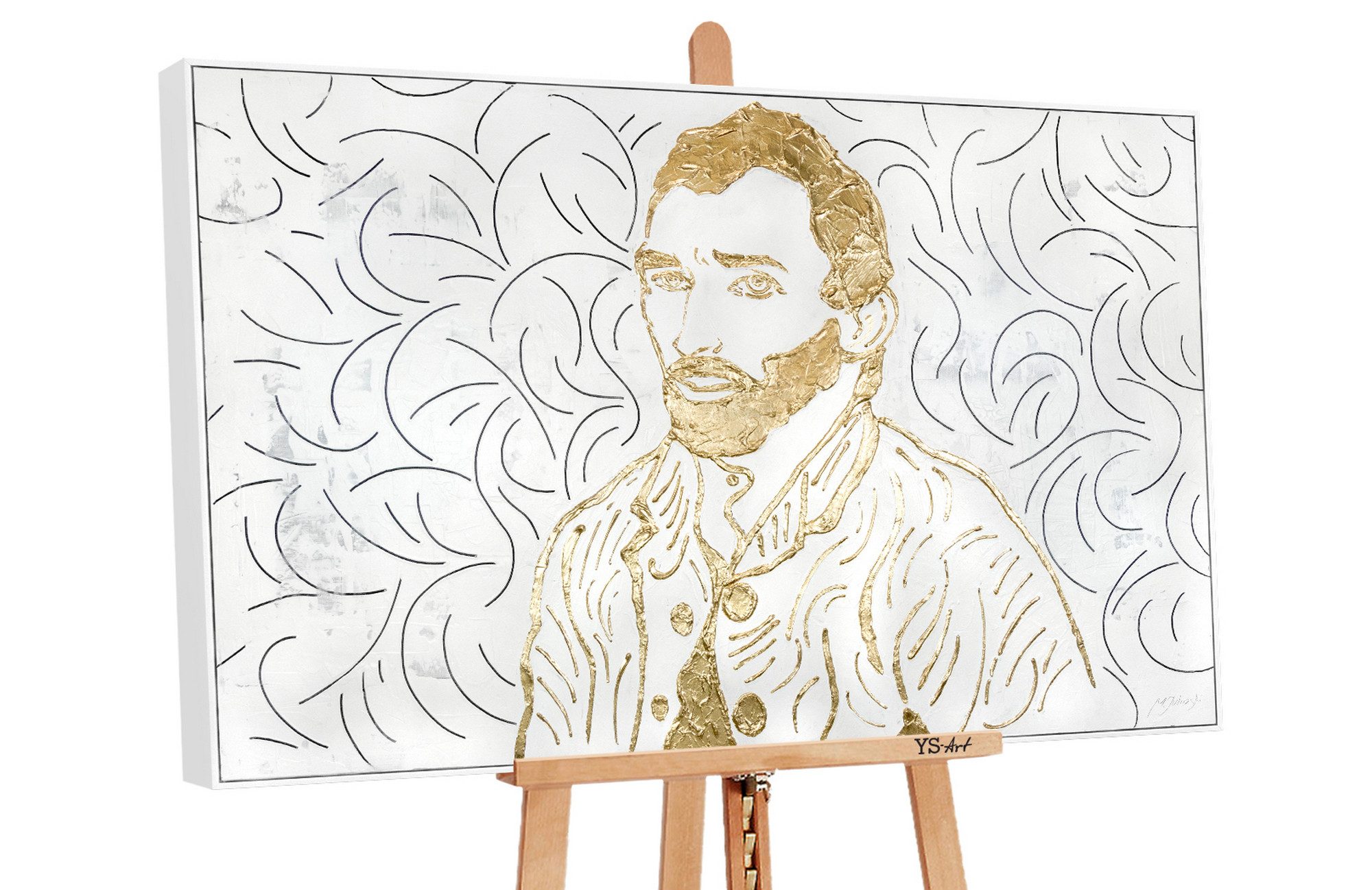 YS-Art Живопис Van Gogh, Menschen, Leinwand Bild Handgemalt Gold Vincent van Gogh mit Rahmen