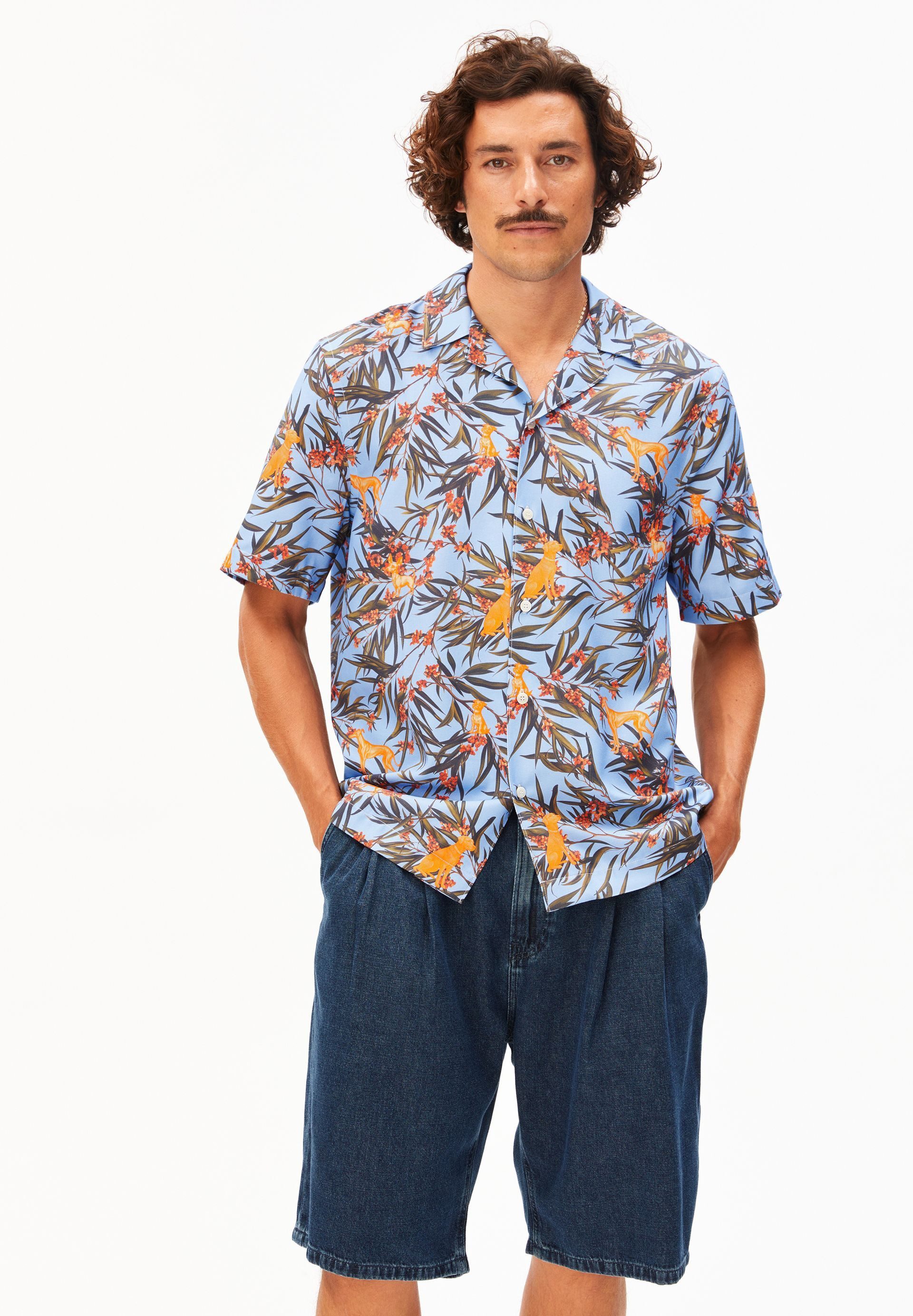 Armedangels Langarmhemd AOP DOG Hemd aus Baumwoll-Lyocell-Mix (1-tlg., Relaxed Fit) Relaxed Fit